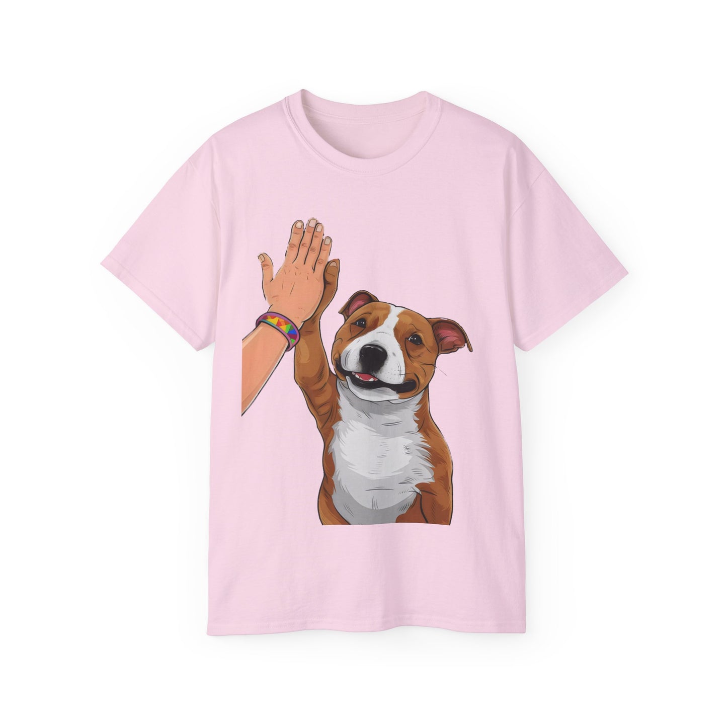 Cute Funny Cartoon Staffordshire Bull Terrier Unisex Organic T-Shirt