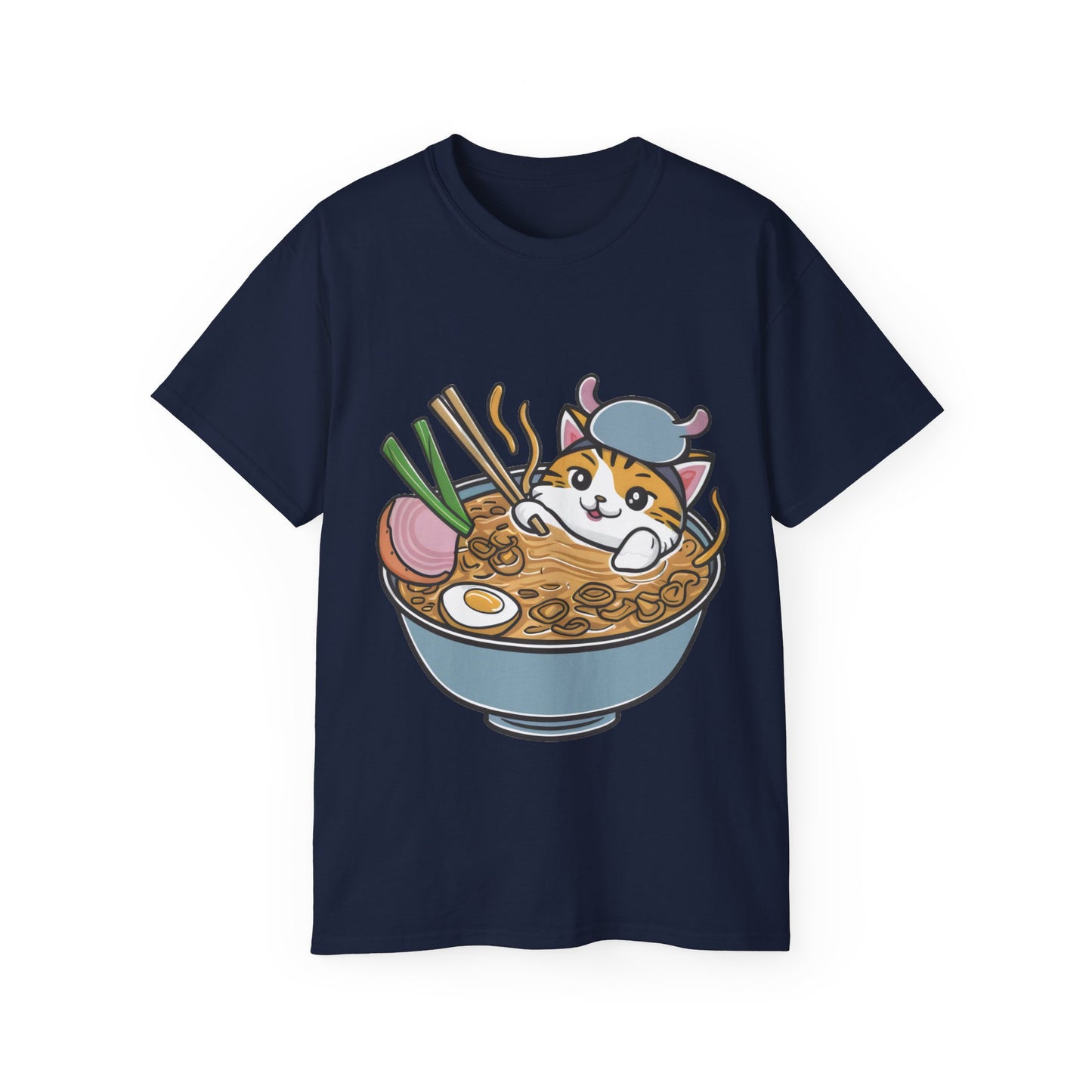 Cute Cartoon Cat Ramen Unisex Organic T-Shirt