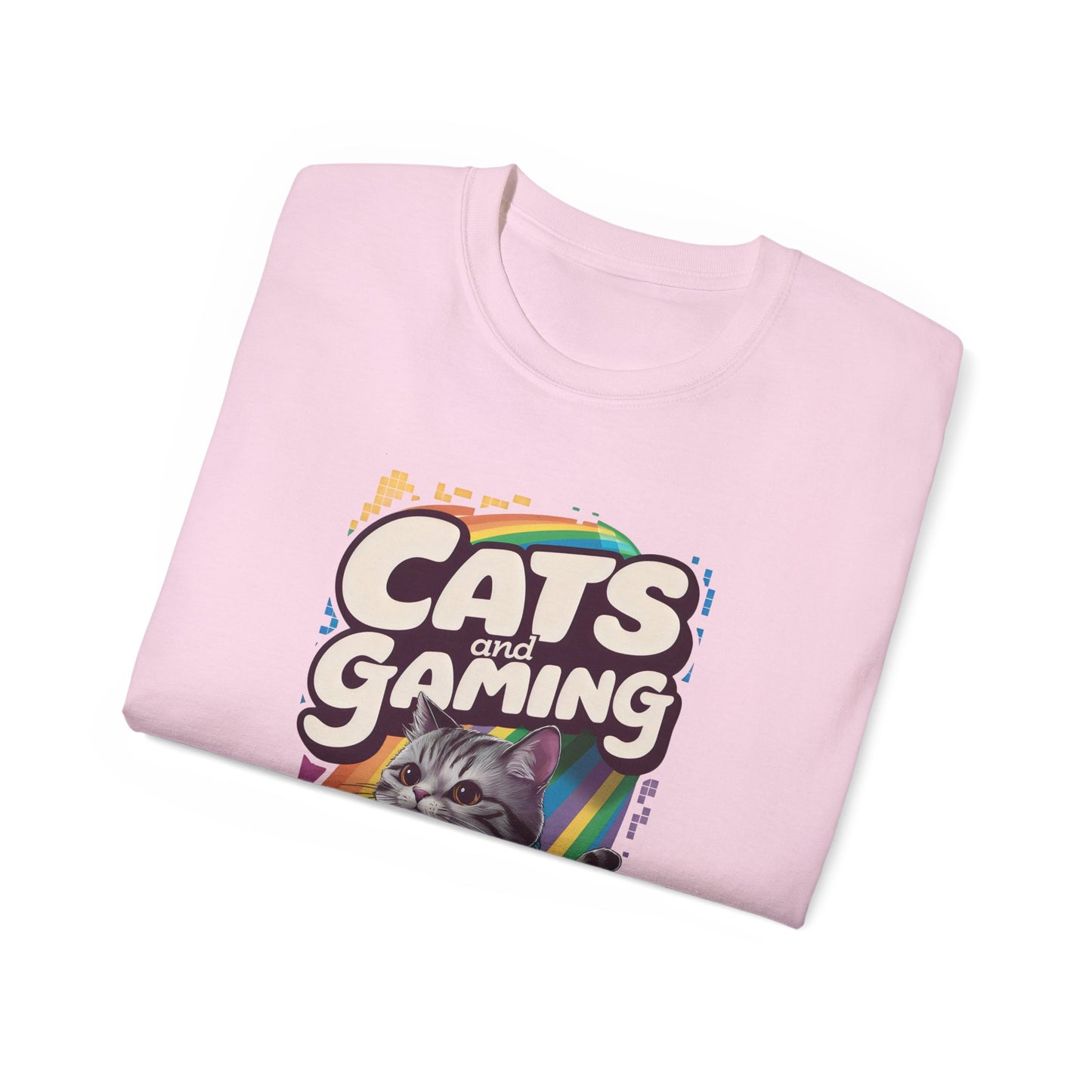 Cute Cartoon Cats and Gaming Unisex Organic T-Shirt