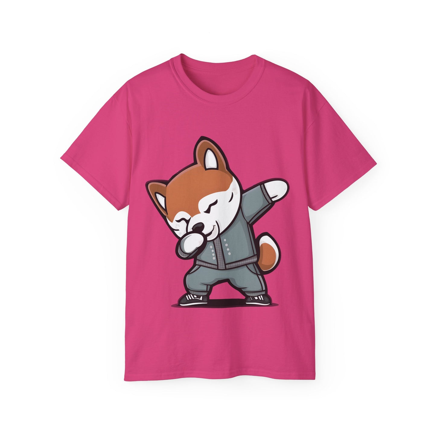 Cute Dog Cartoon Dabbing Shiba Unisex Organic T-Shirt