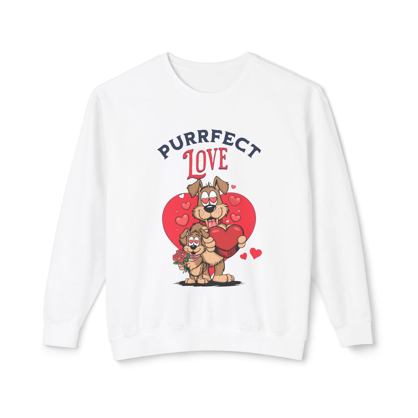 Cute Dog Cartoon Purrfect Love Valentine's Day Crewneck Sweatshirt