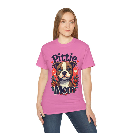 Cute Dog Cartoon Pittie Mom Organic T-Shirt