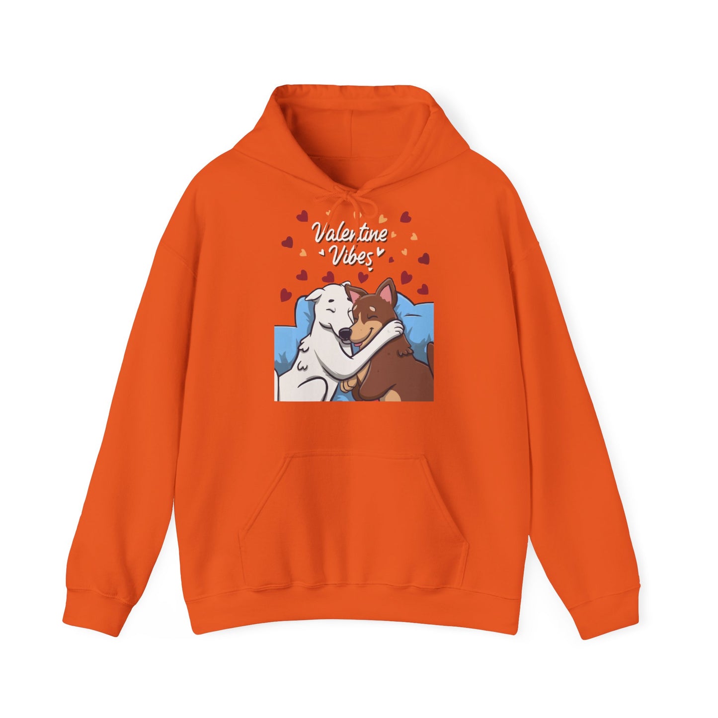 Cute Dog Cartoon Valentine Vibes Unisex Hooded Sweatshirt