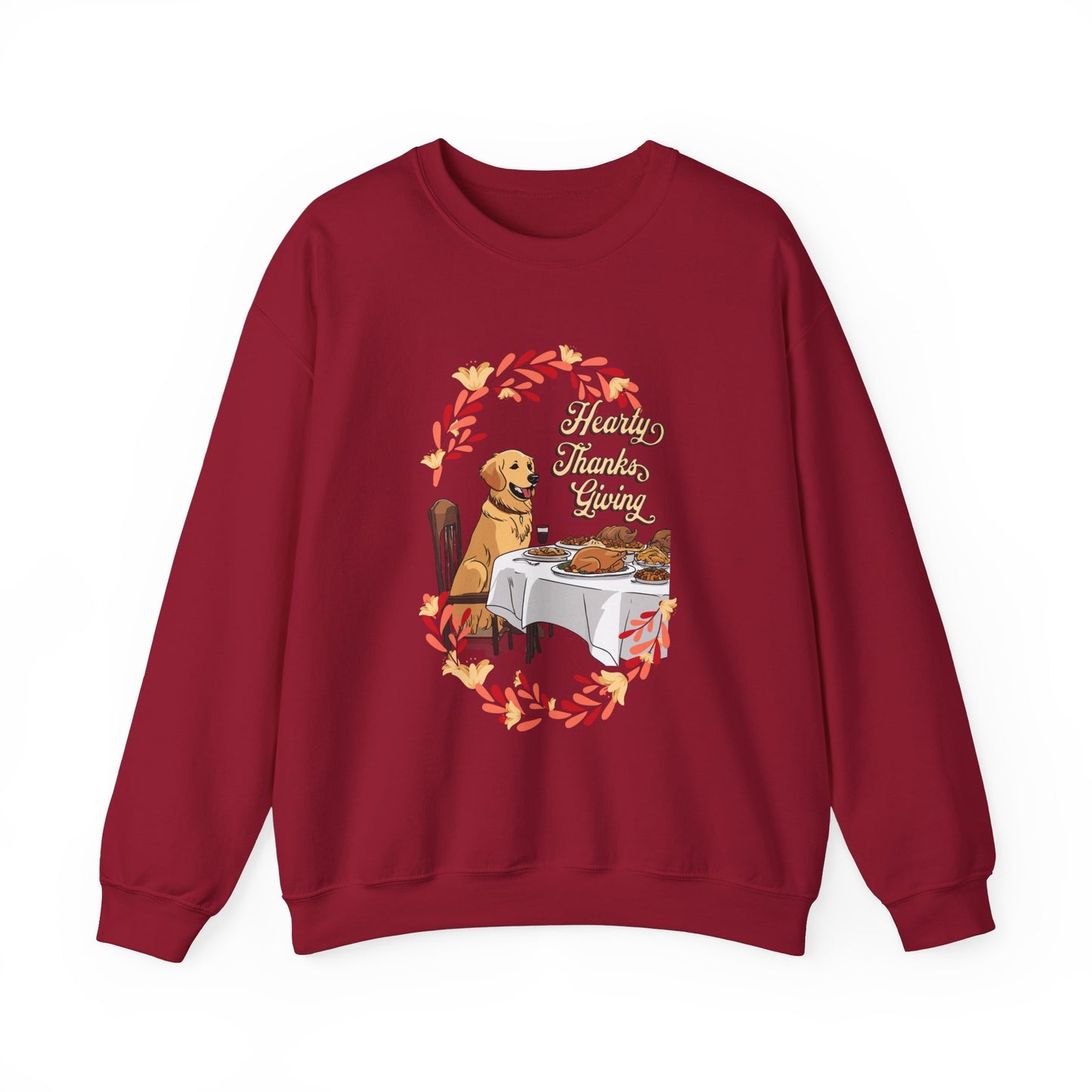 Golden Retriever Hearty Thanksgiving Unisex Crewneck Sweatshirt