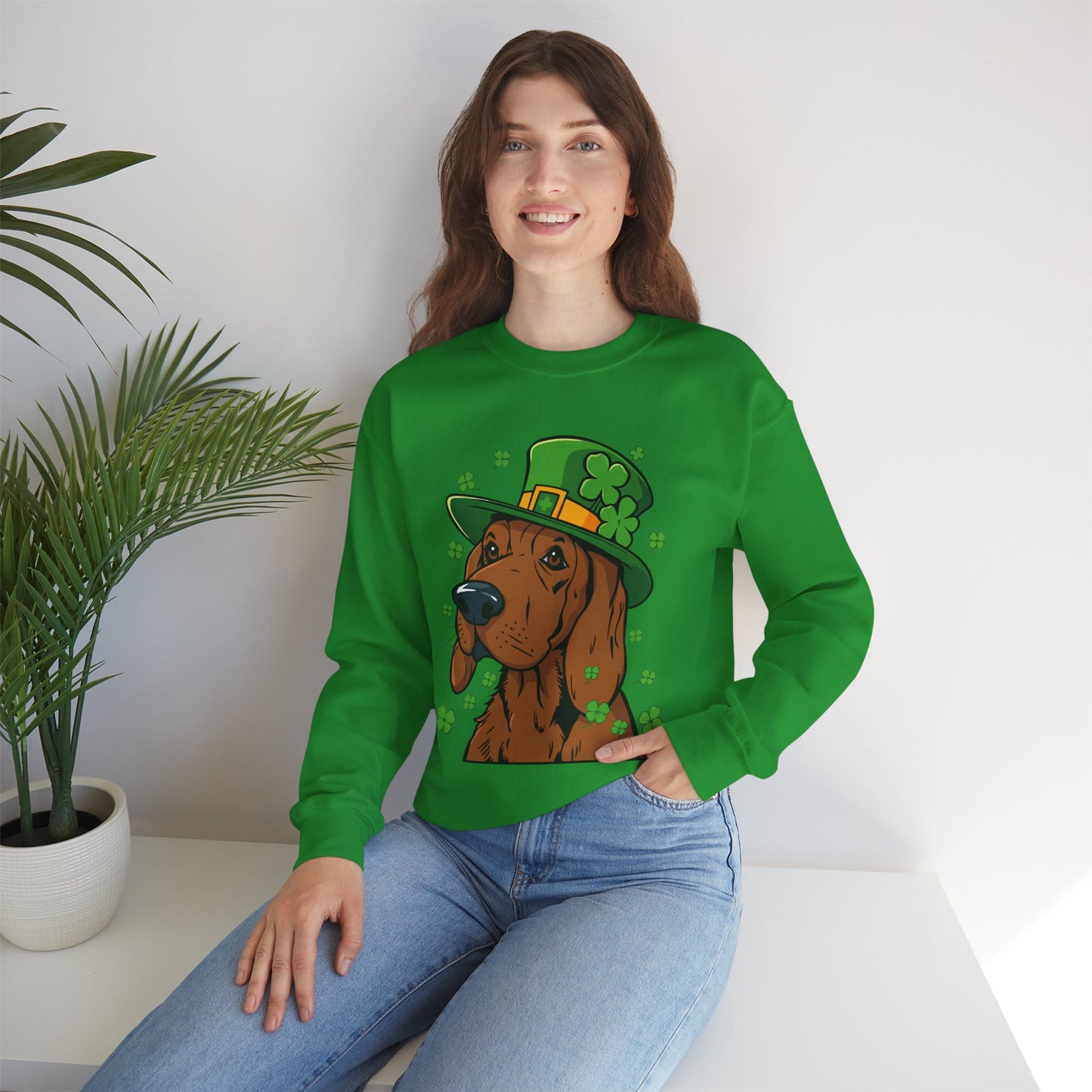 Cute Cartoon Shamrock Bloodhound St Patrick's Day Sweatshirt