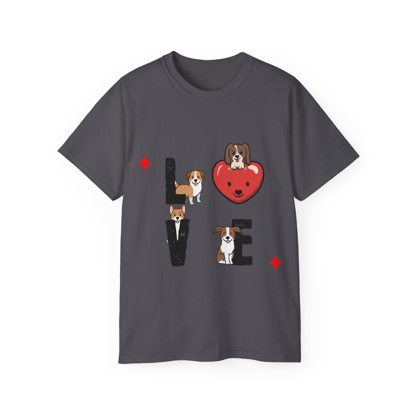 Cute Dog Cartoon Valentine's Day Love Unisex Organic T-Shirt