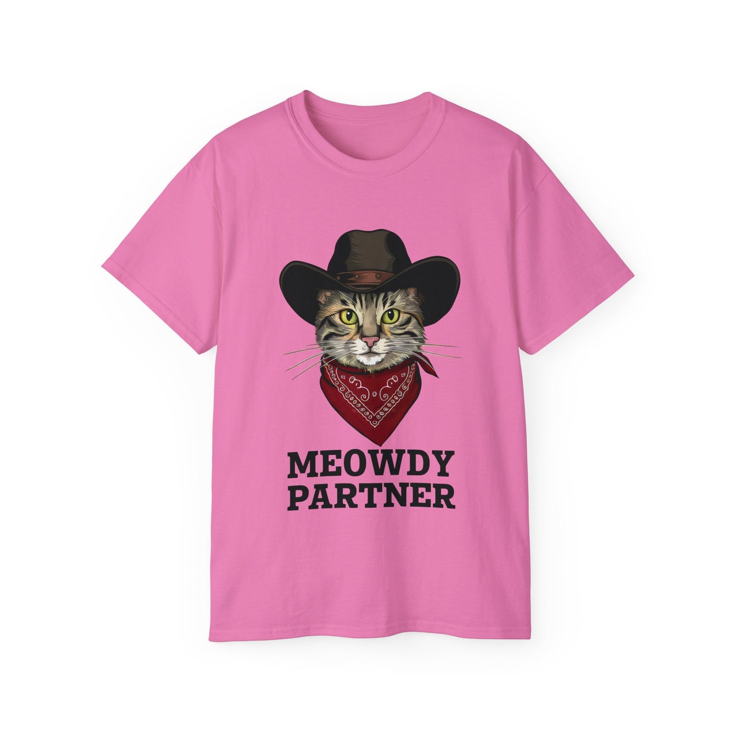 Cute Cat Cartoon Meowdy Partner Unisex Organic T-Shirt