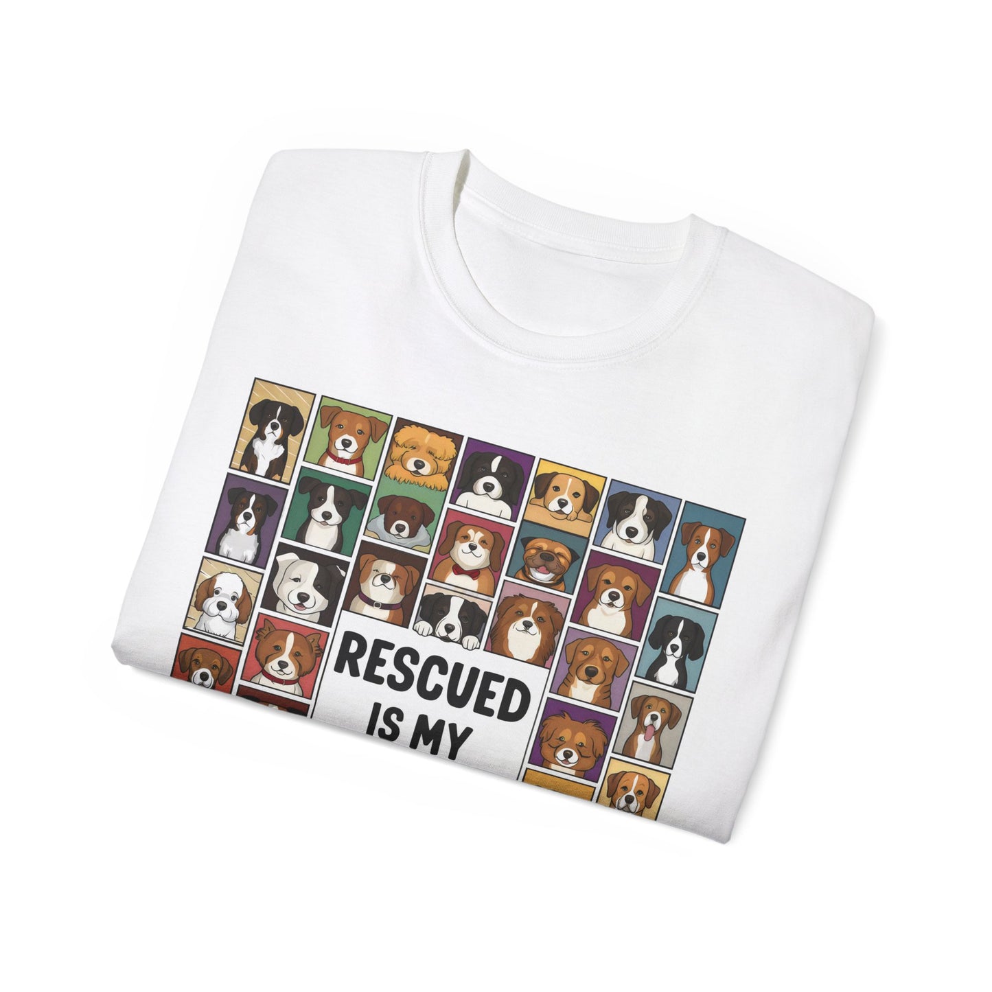 Cute Dog Cartoon Rescued is My Favorite Breed Unisex Organic T-Shirt