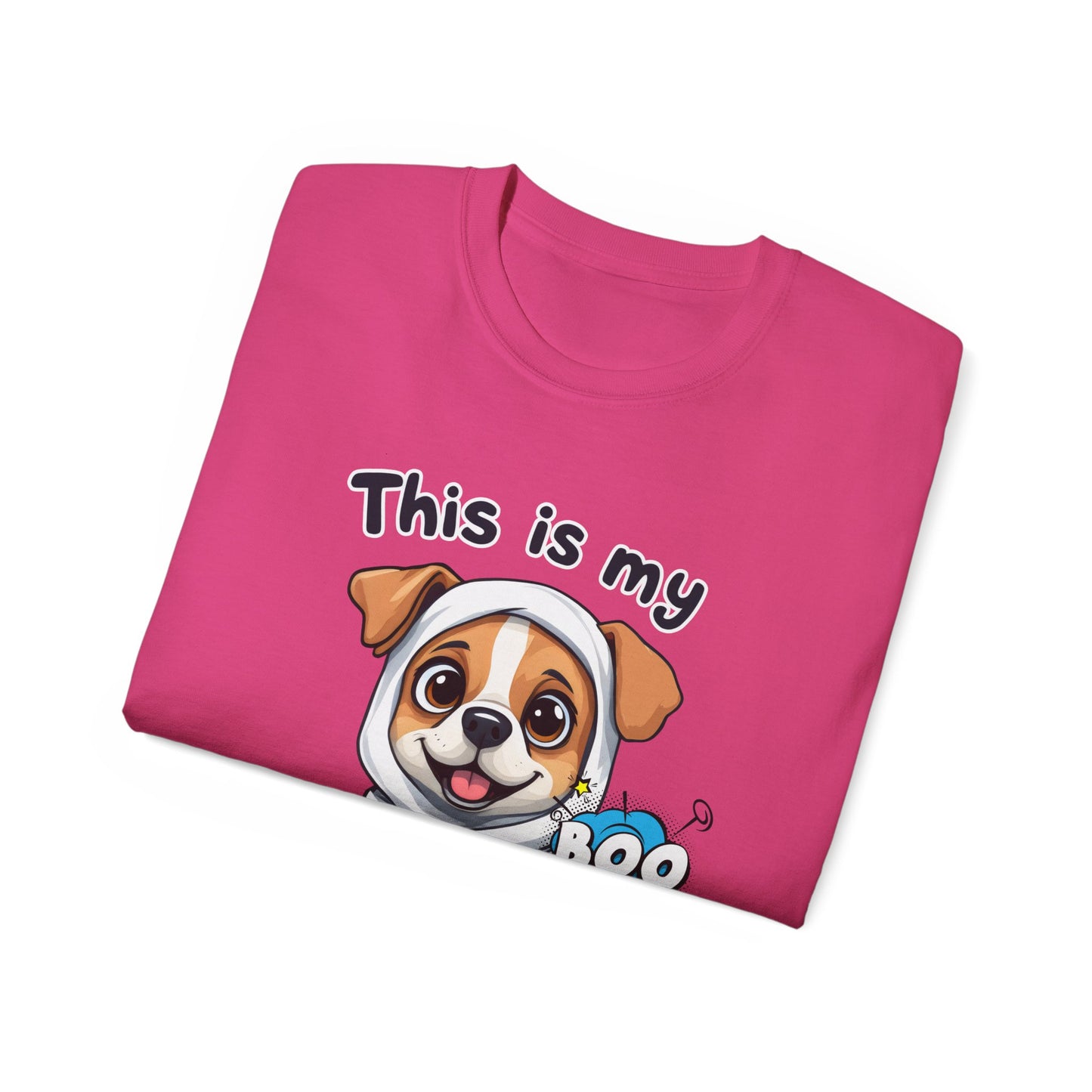 Cute Funny Dog Cartoon This is My Scary Halloween Costume Unisex Organic T-Shirt