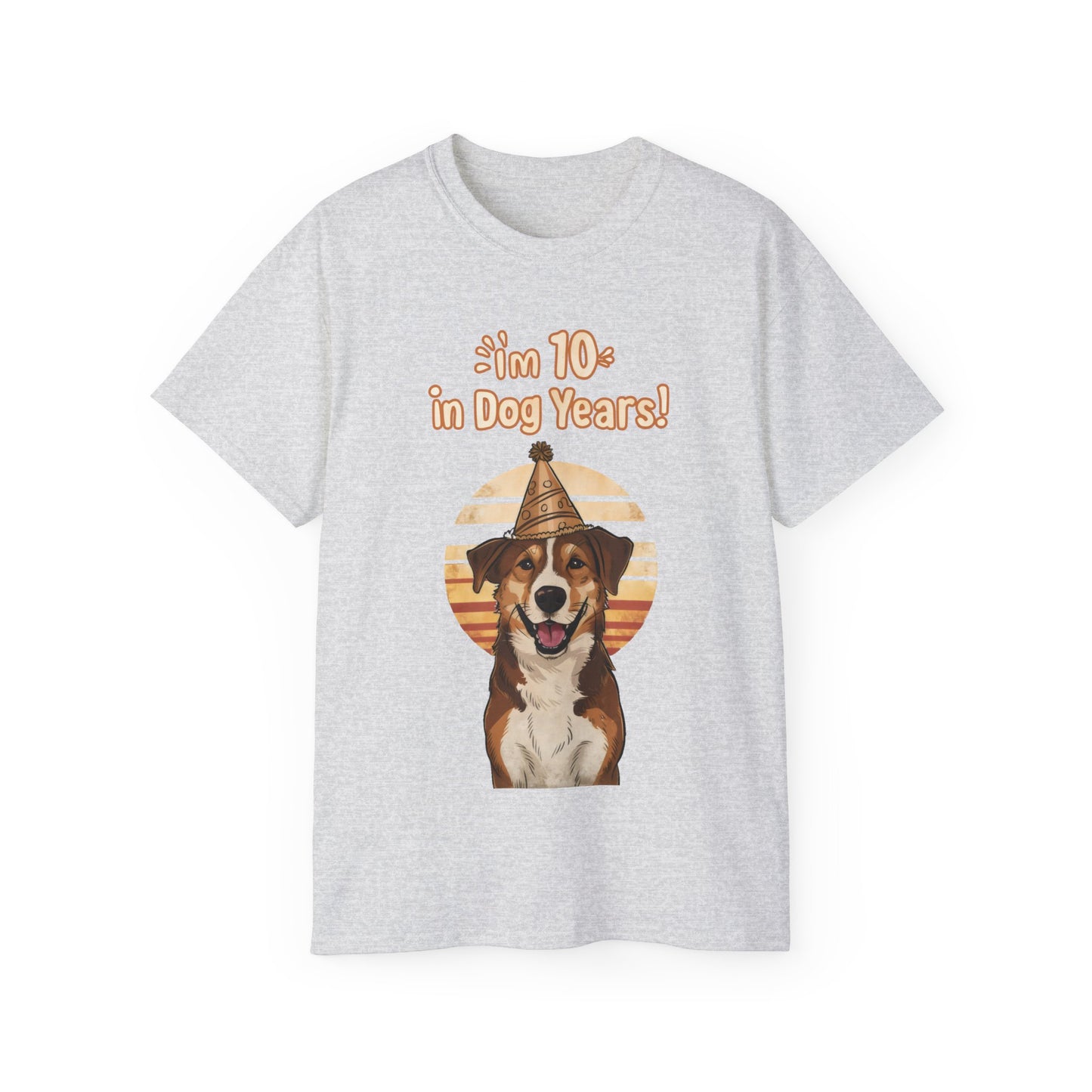 Cute Funny Cartoon I'm 10 in Dog Years Unisex Organic T-Shirt