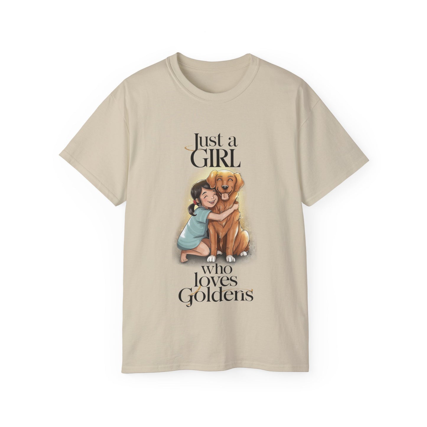 Cute Dog Cartoon Just a Girl Who Loves Goldens Unisex Organic T-Shirt