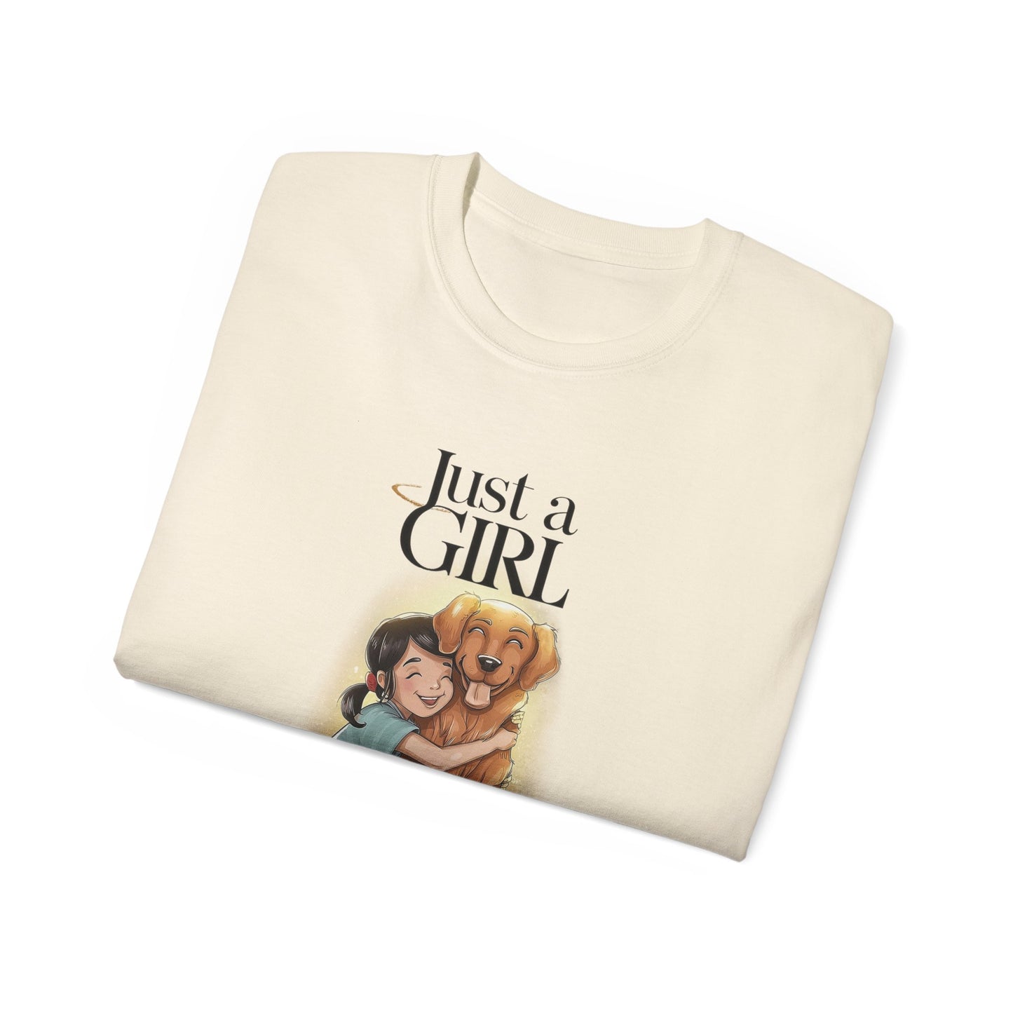 Cute Dog Cartoon Just a Girl Who Loves Goldens Unisex Organic T-Shirt