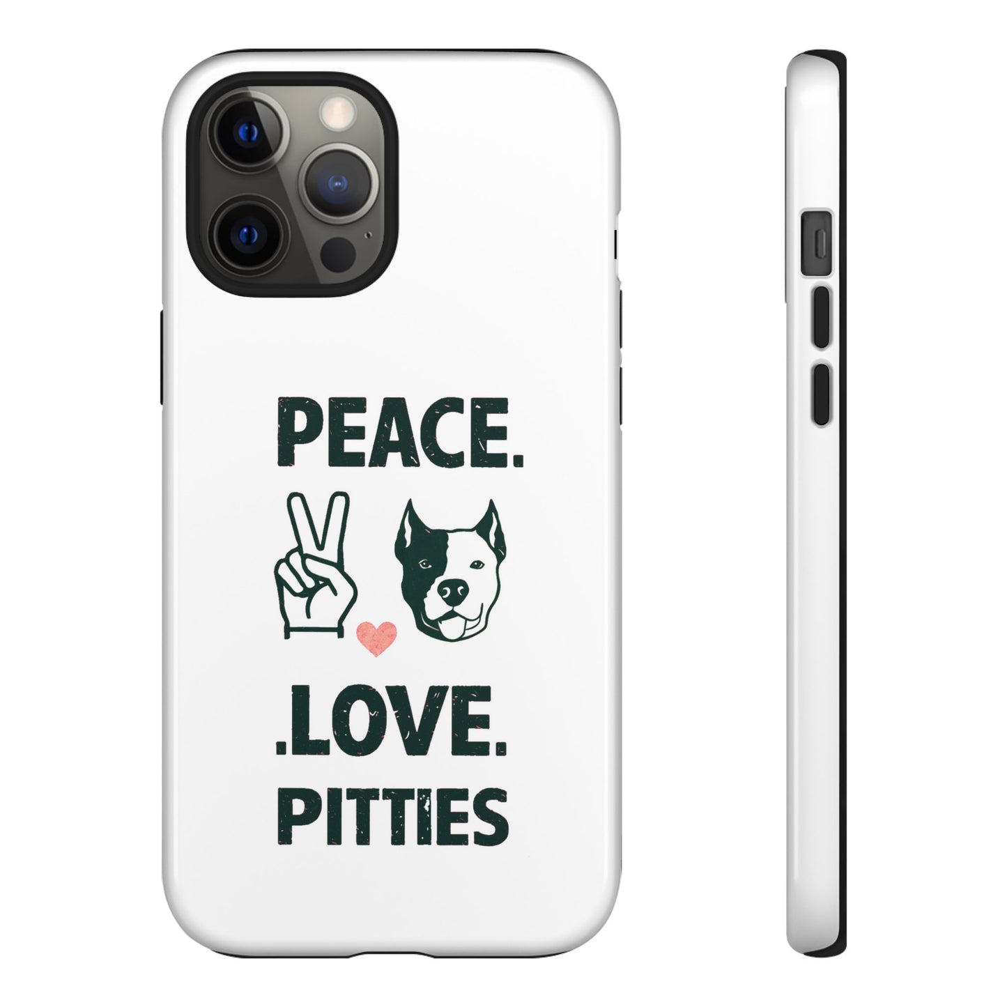 Cute Dog Cartoon Peace Love Pitties iPhone Tough Cases