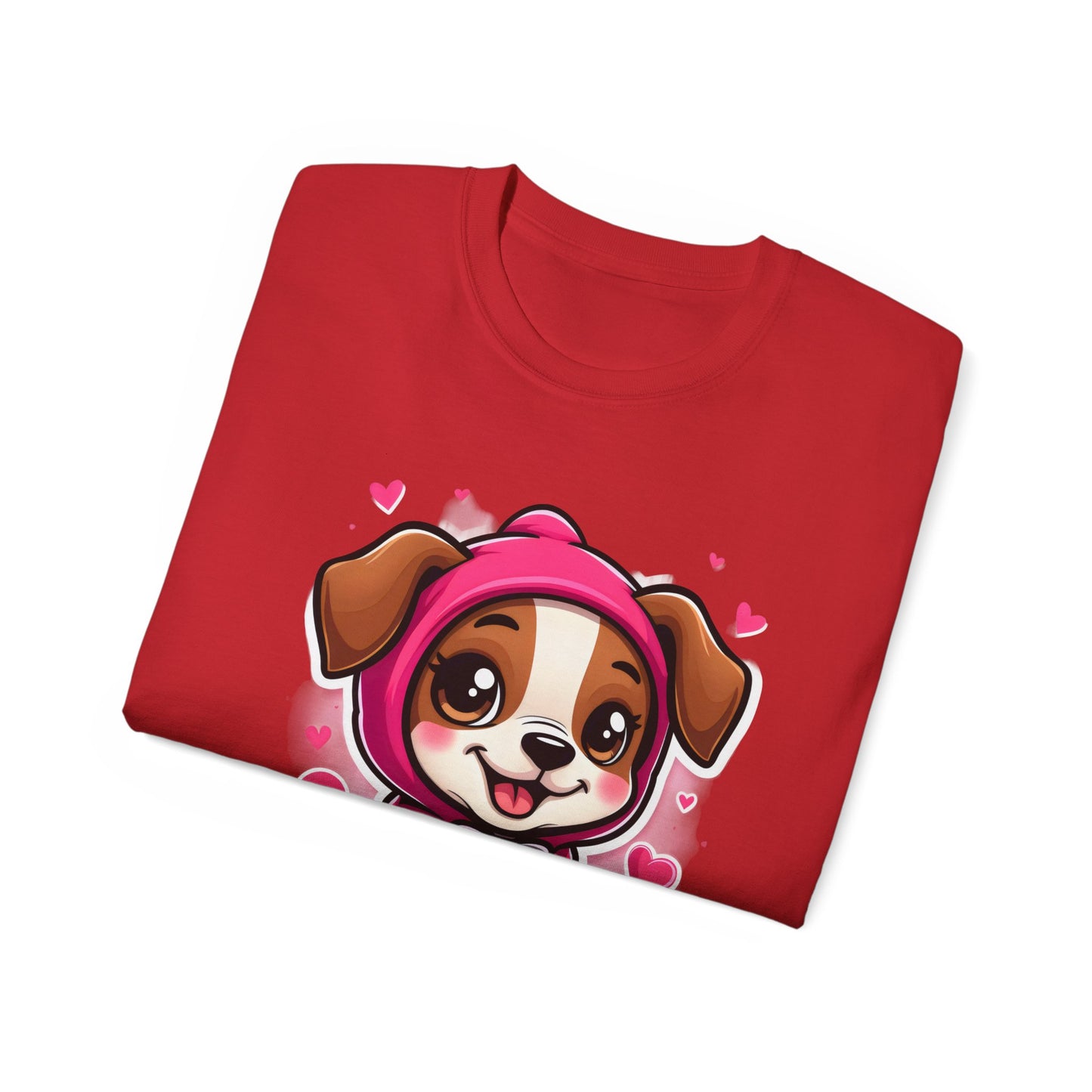 Cute Dog Cartoon In October We Wear Pink Unisex Organic T-Shirt