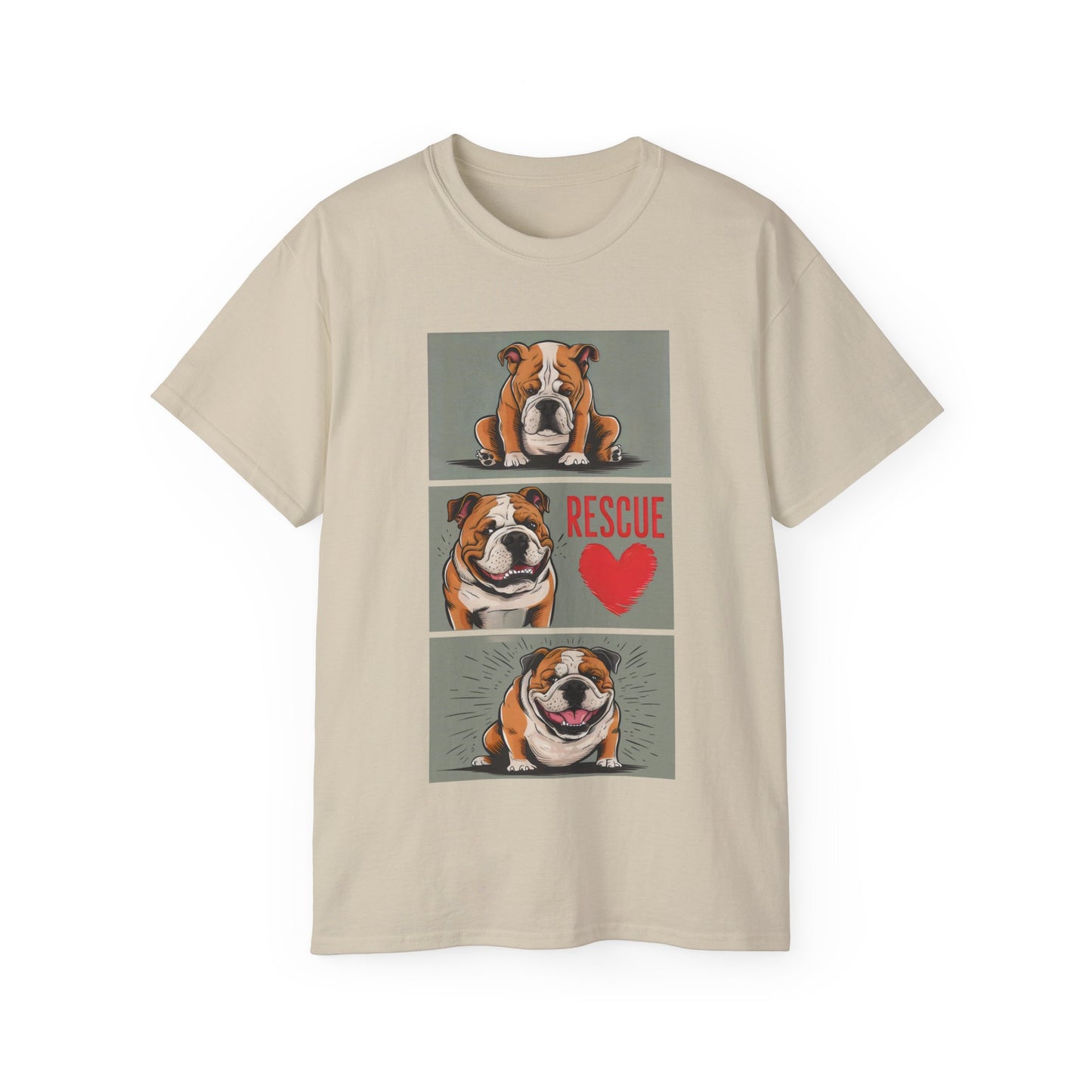 Cute Cartoon Bulldog Rescue Adopt Don't Shop Organic T-Shirt