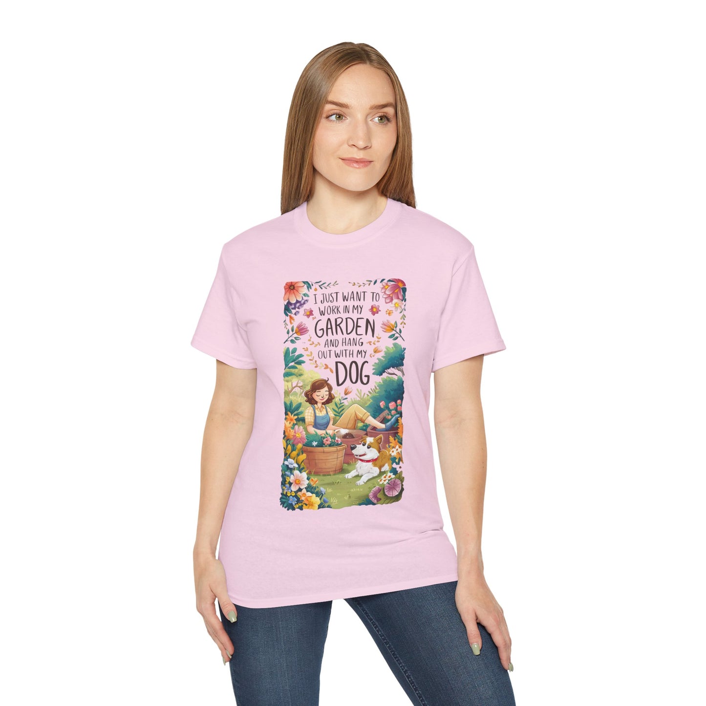 I Just Want to Work in My Garden and Hang Out with My Dog Organic T-Shirt