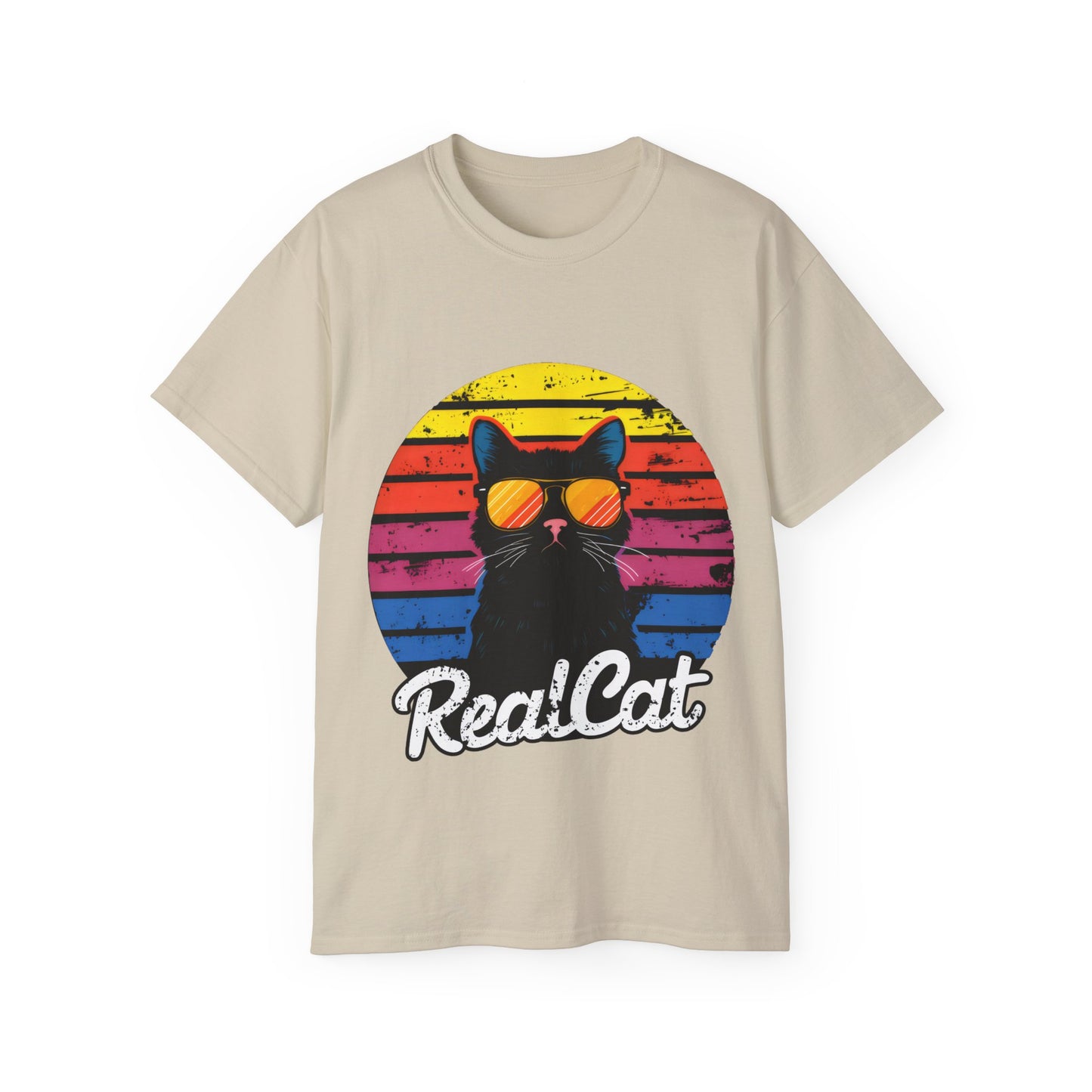 Cute Funny Cartoon Real Cat Unisex Organic T-Shirt