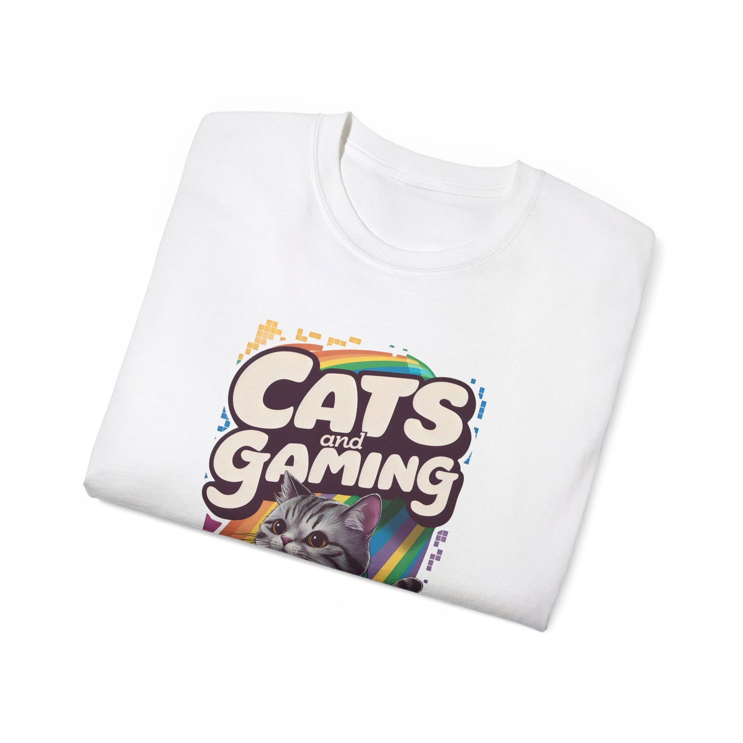 Cute Cartoon Cats and Gaming Unisex Organic T-Shirt