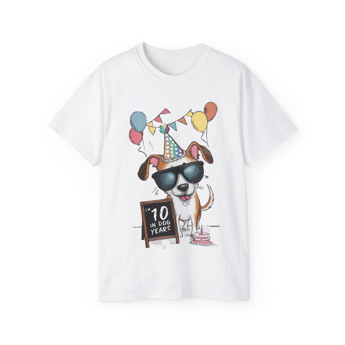 Cute Dog Cartoon I'm 10 in Dog Years Birthday Unisex Organic T-Shirt