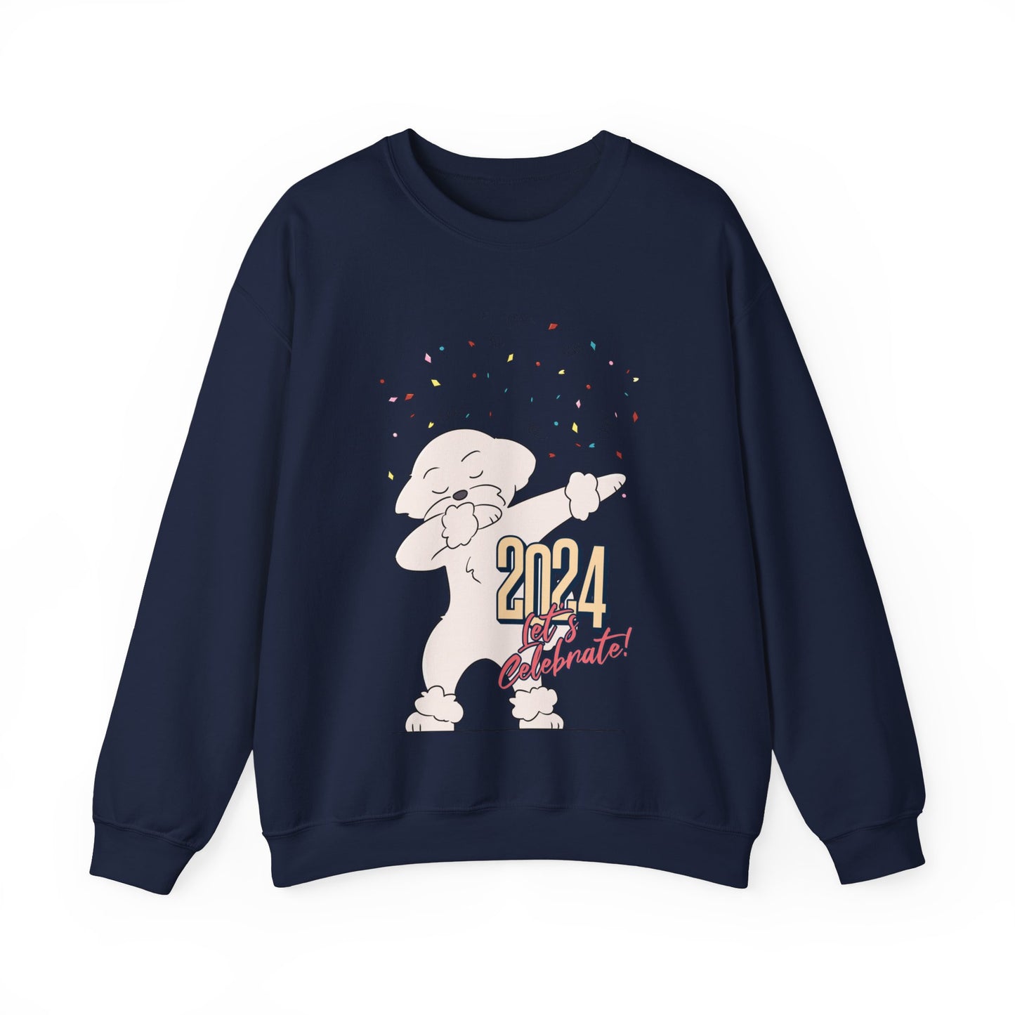 Cheeky Bichon Cute Let's Celebrate 2024 Unisex Crewneck Sweatshirt