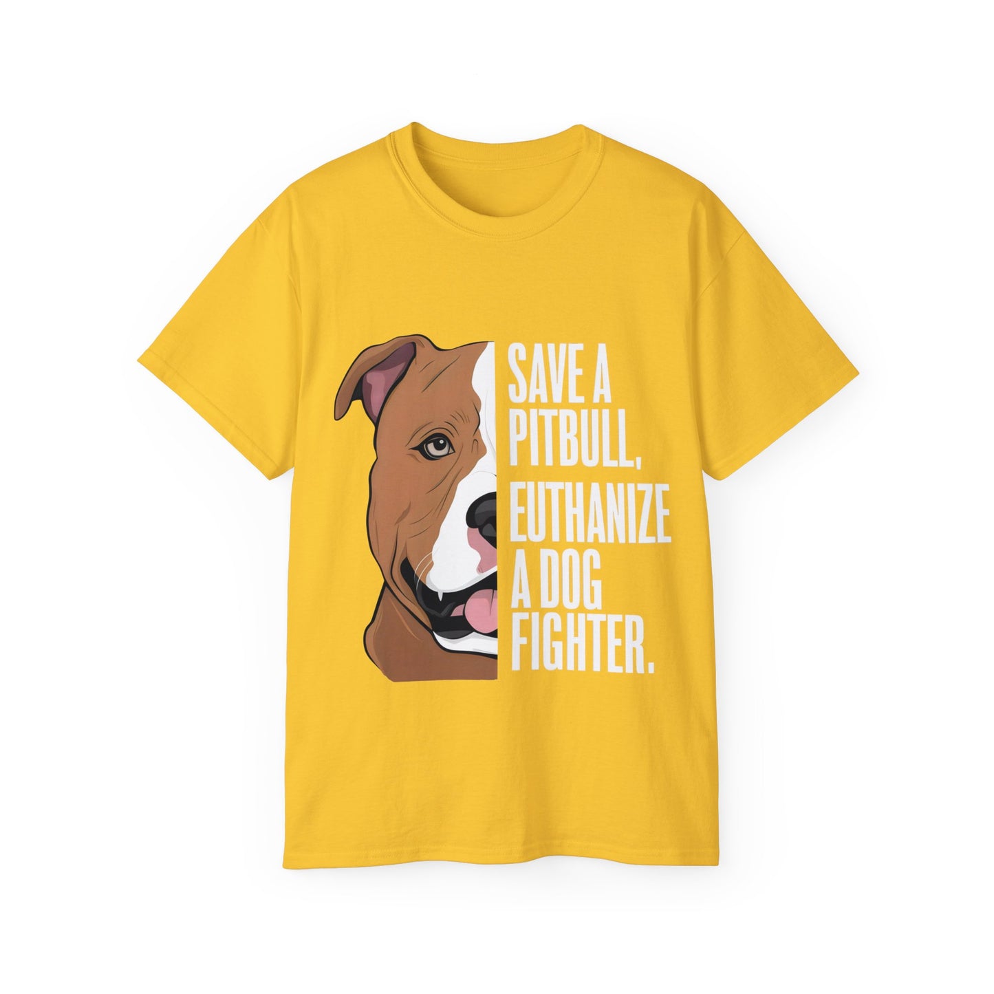 Cute Cartoon Save a Pitbull Euthanize a Dog Fighter Unisex Organic T-Shirt