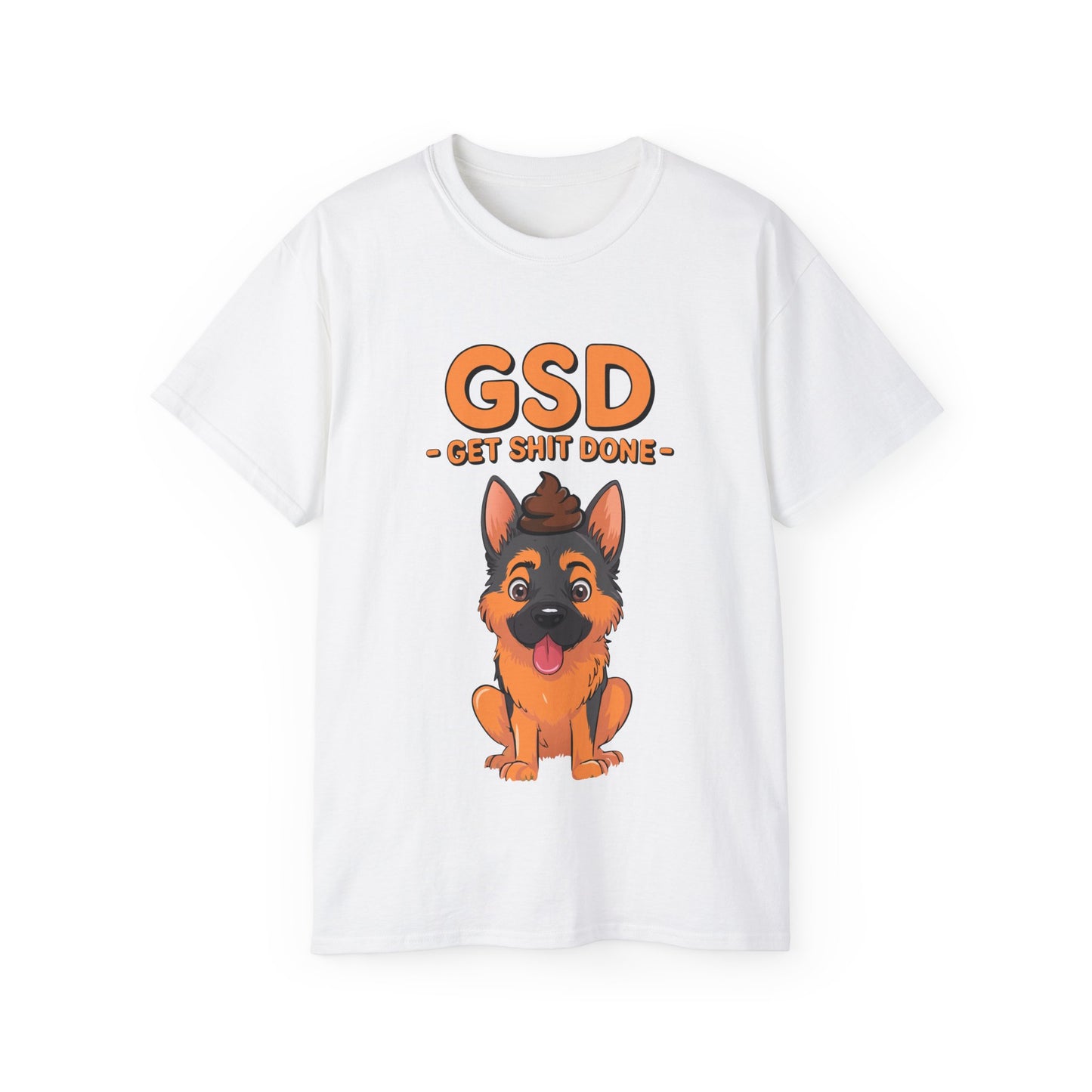 Organic T-Shirt - Cute German Shepherd Cartoon Get Shit Done New Year Motivation