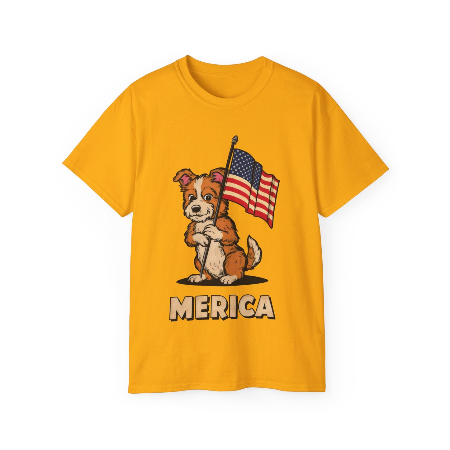 Cute Dog Cartoon Fourth of July Merica Organic T-Shirt