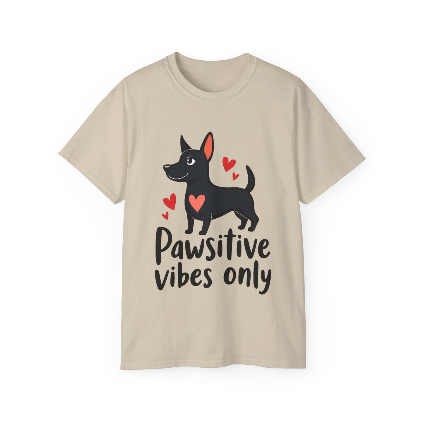 Cute Dog Cartoon Pawsitive Vibes Only Unisex Organic T-Shirt