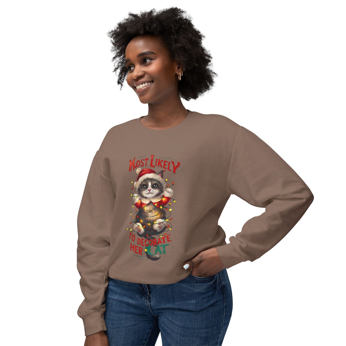 Cat Lover Unisex Sweatshirt - Most Likely to Decorate Her Cat Funny Design