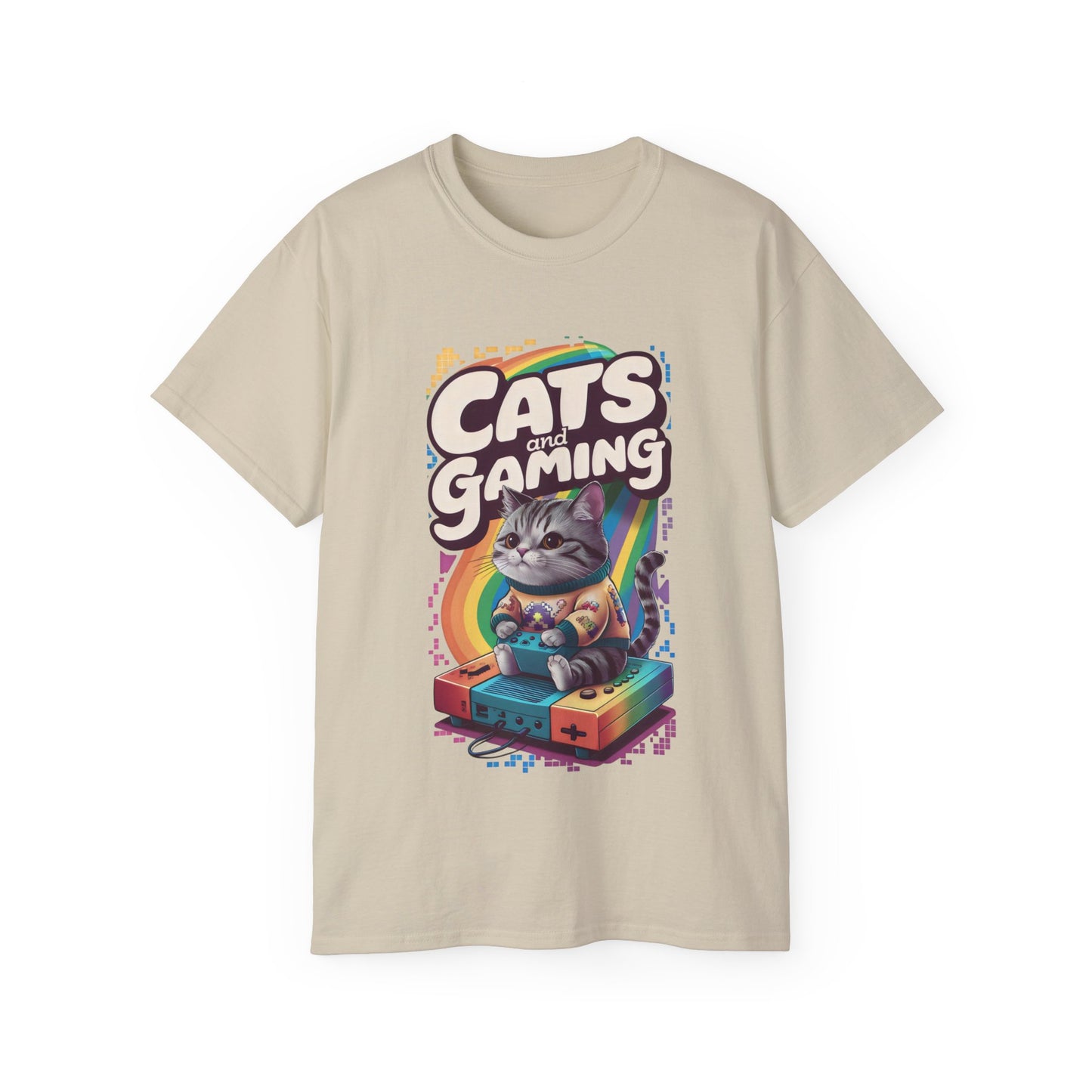 Cute Cartoon Cats and Gaming Unisex Organic T-Shirt