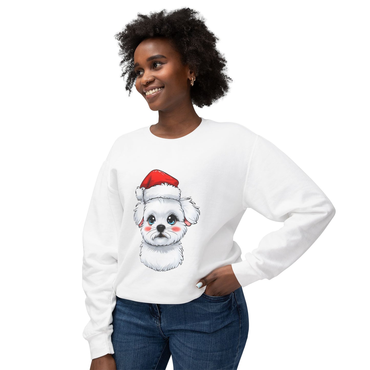 Cute Dog Cartoon Bichon Frise Christmas Sweatshirt