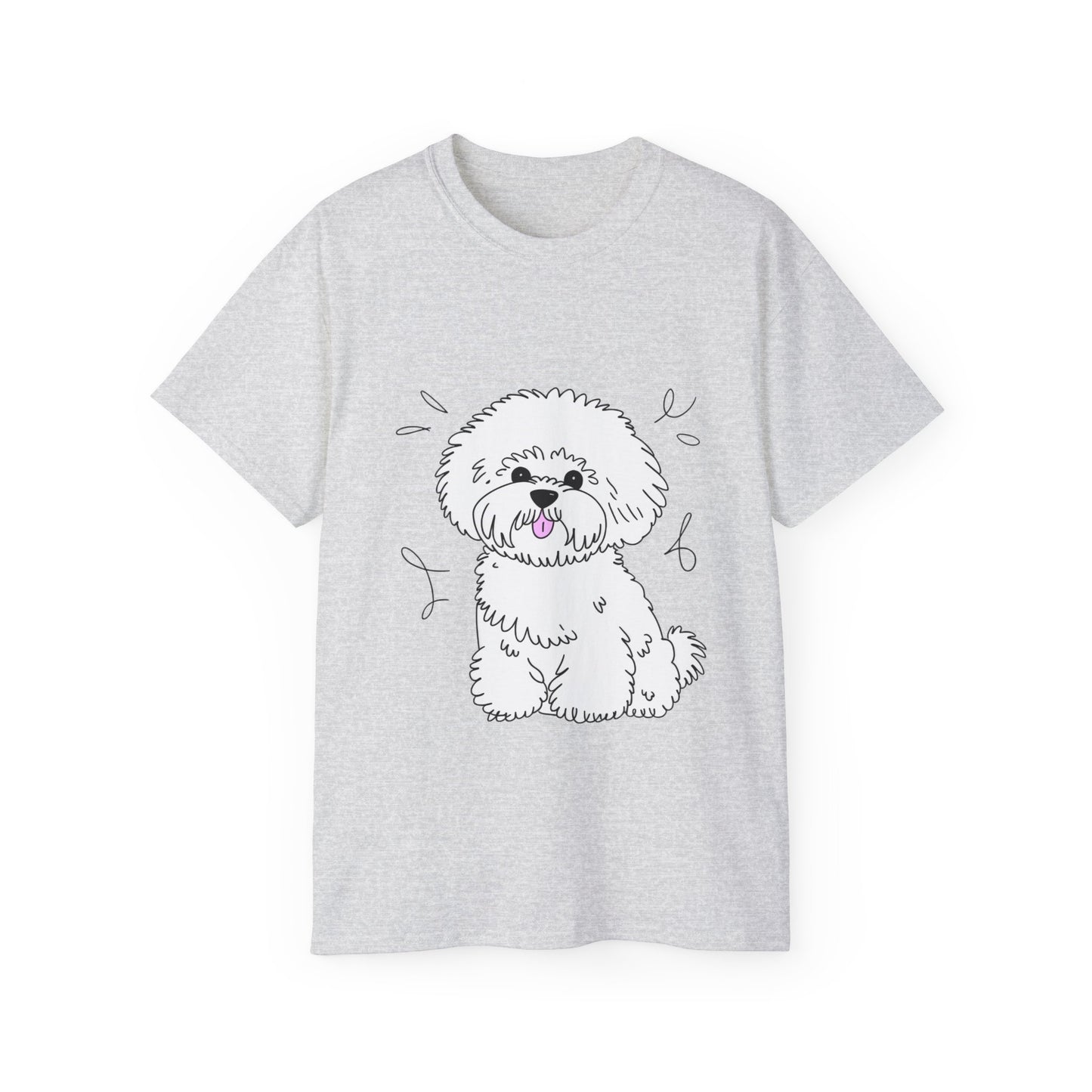 Cute Dog Cartoon Bichon Frise Poodle Unisex Organic T-Shirt