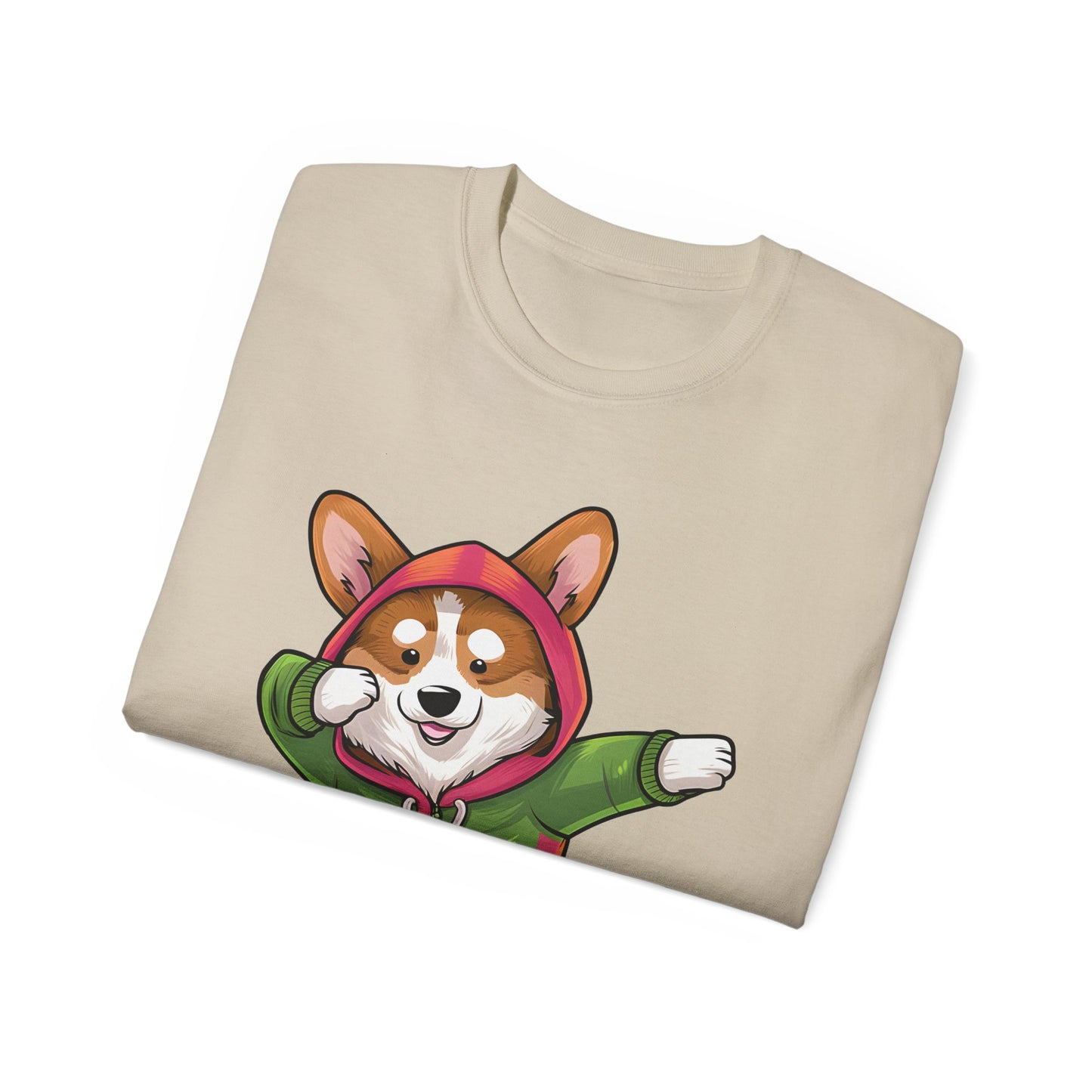 Cute Dog Cartoon Corgi Dabbing Meme Unisex Organic T-Shirt