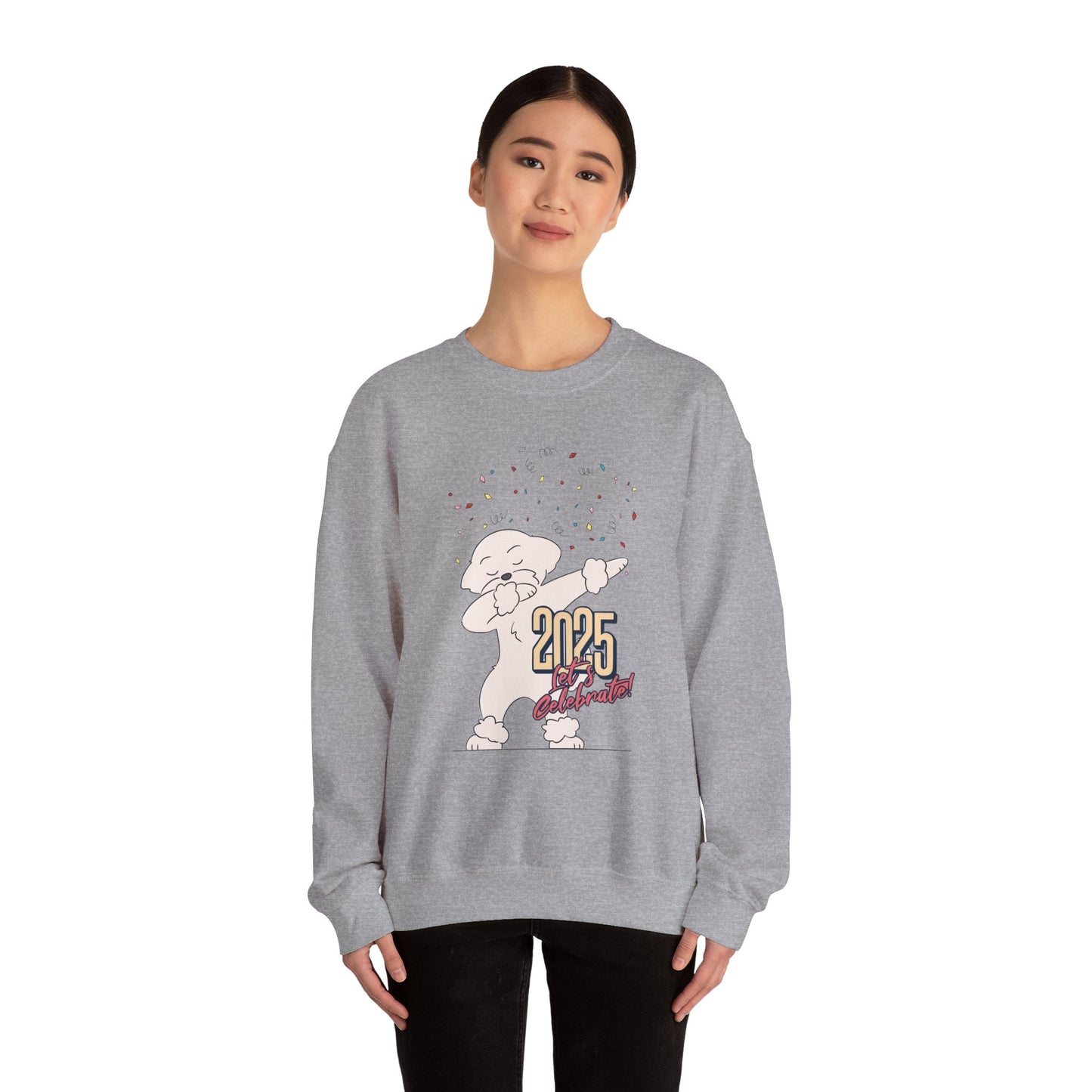 Cheeky Bichon Cute Let's Celebrate 2025 Unisex Crewneck Sweatshirt