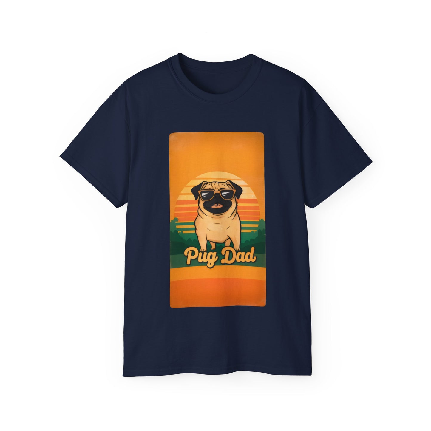 Cute Funny Pug Dad Unisex Organic T-Shirt