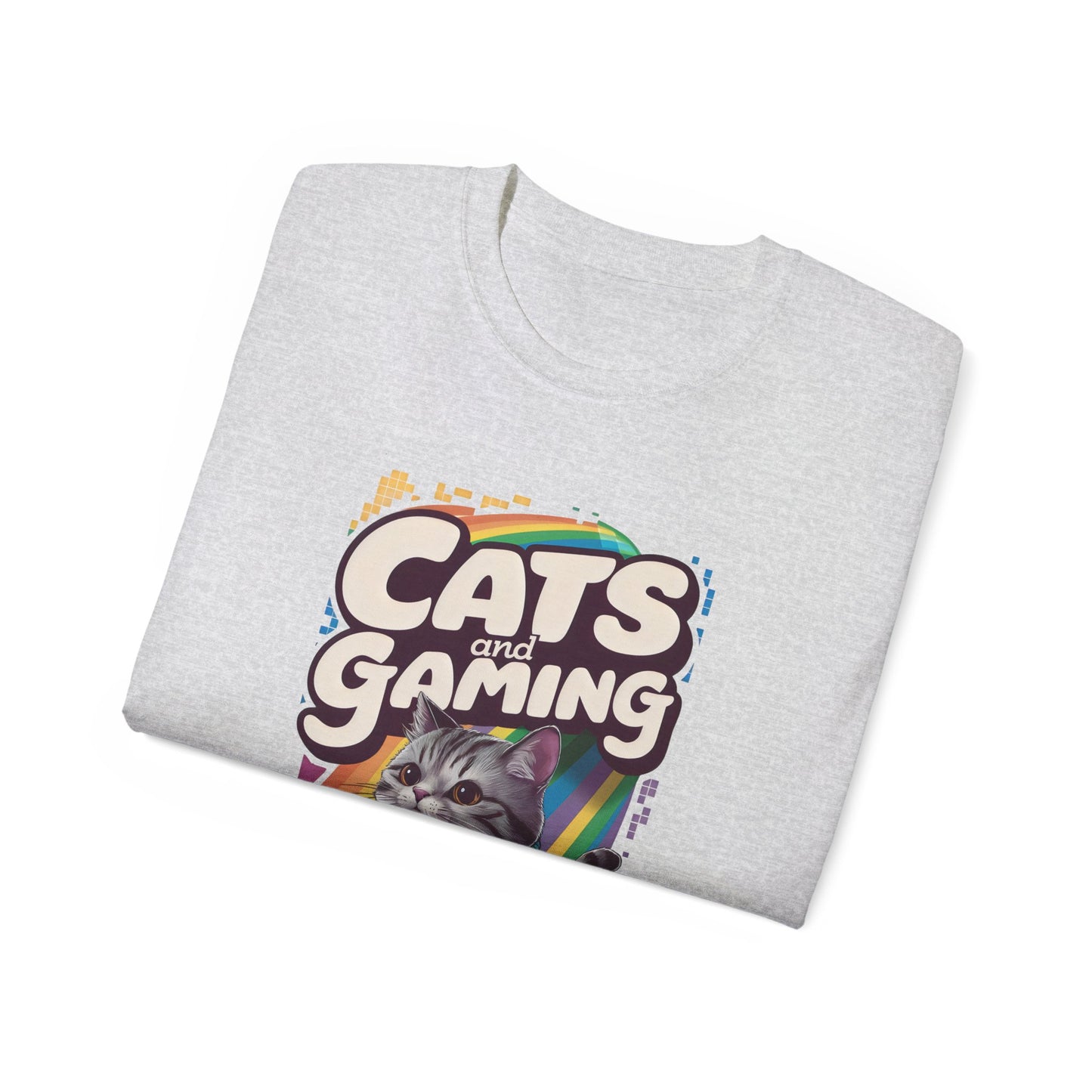 Cute Cartoon Cats and Gaming Unisex Organic T-Shirt