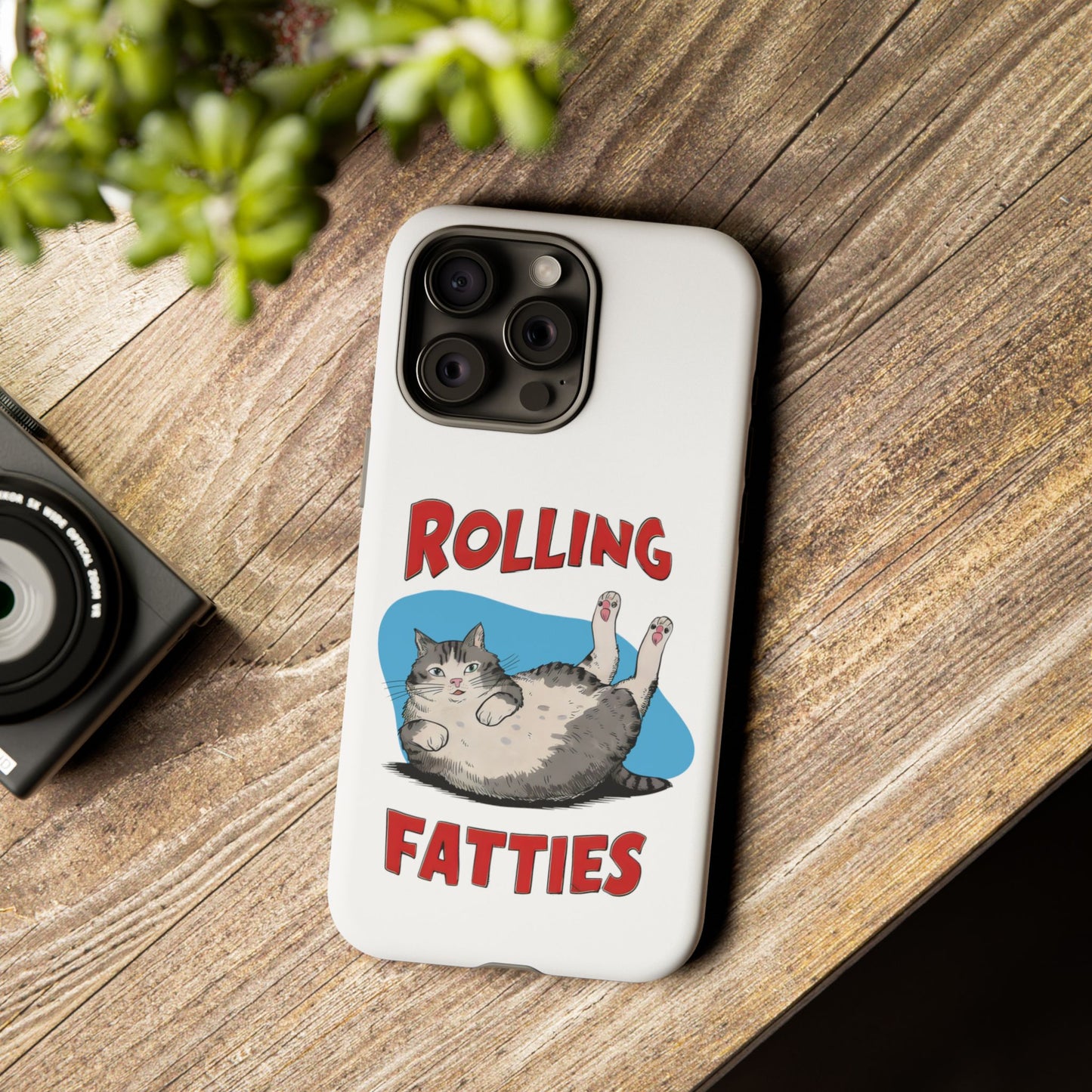 Cute Funny Cat Cartoon Rolling Fatties Meme iPhone Tough Cases