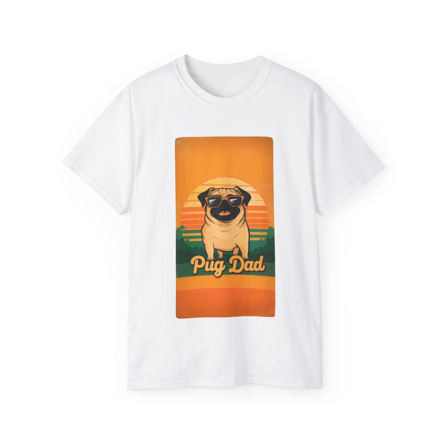 Cute Funny Pug Dad Unisex Organic T-Shirt