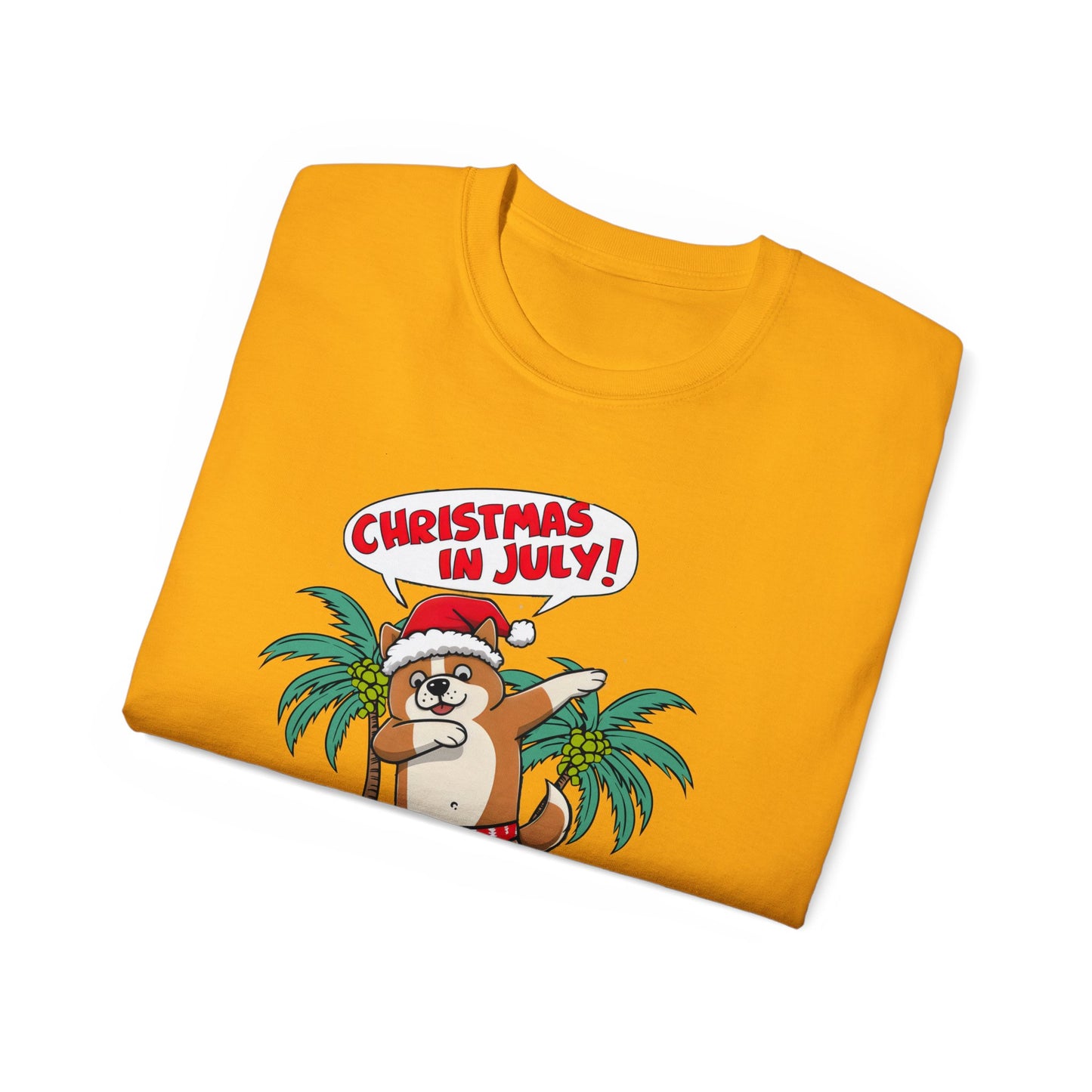 Cute Dog Cartoon Christmas in July Unisex Organic T-Shirt