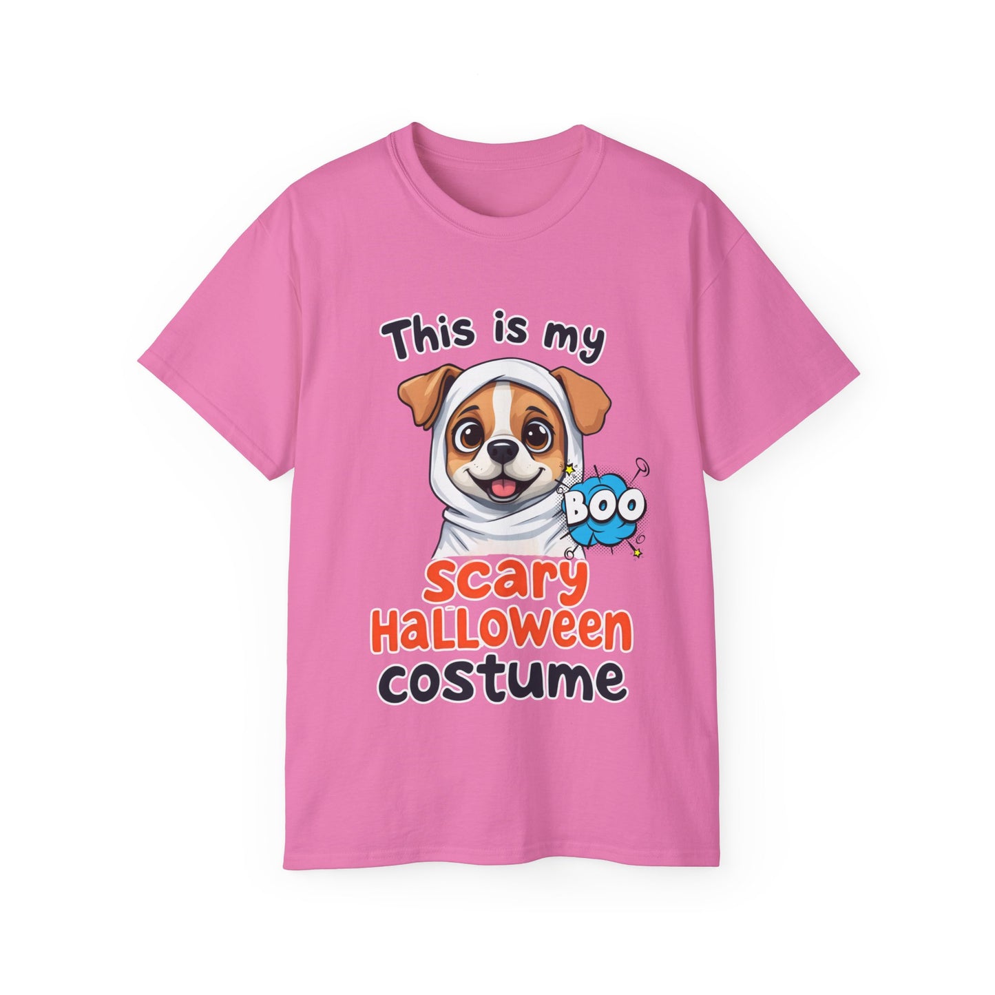 Cute Funny Dog Cartoon This is My Scary Halloween Costume Unisex Organic T-Shirt