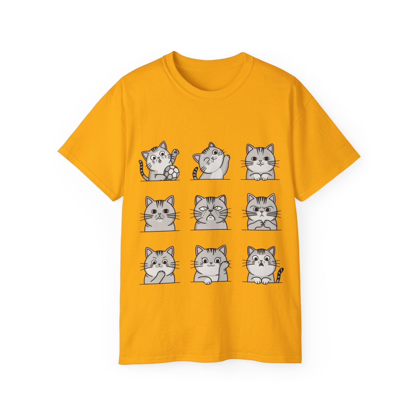 Nine Cute Cats Cartoon Organic T-Shirt