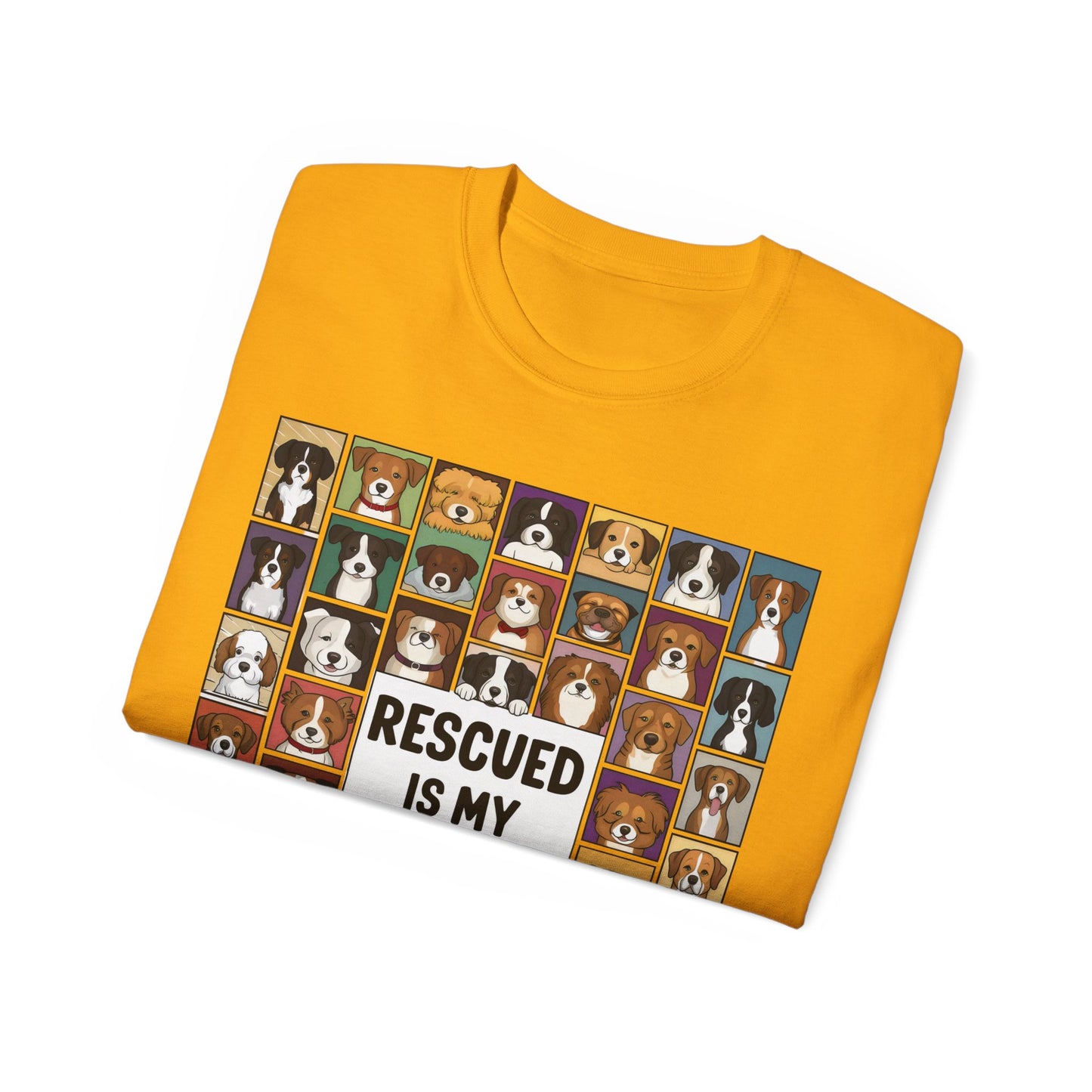 Cute Dog Cartoon Rescued is My Favorite Breed Unisex Organic T-Shirt