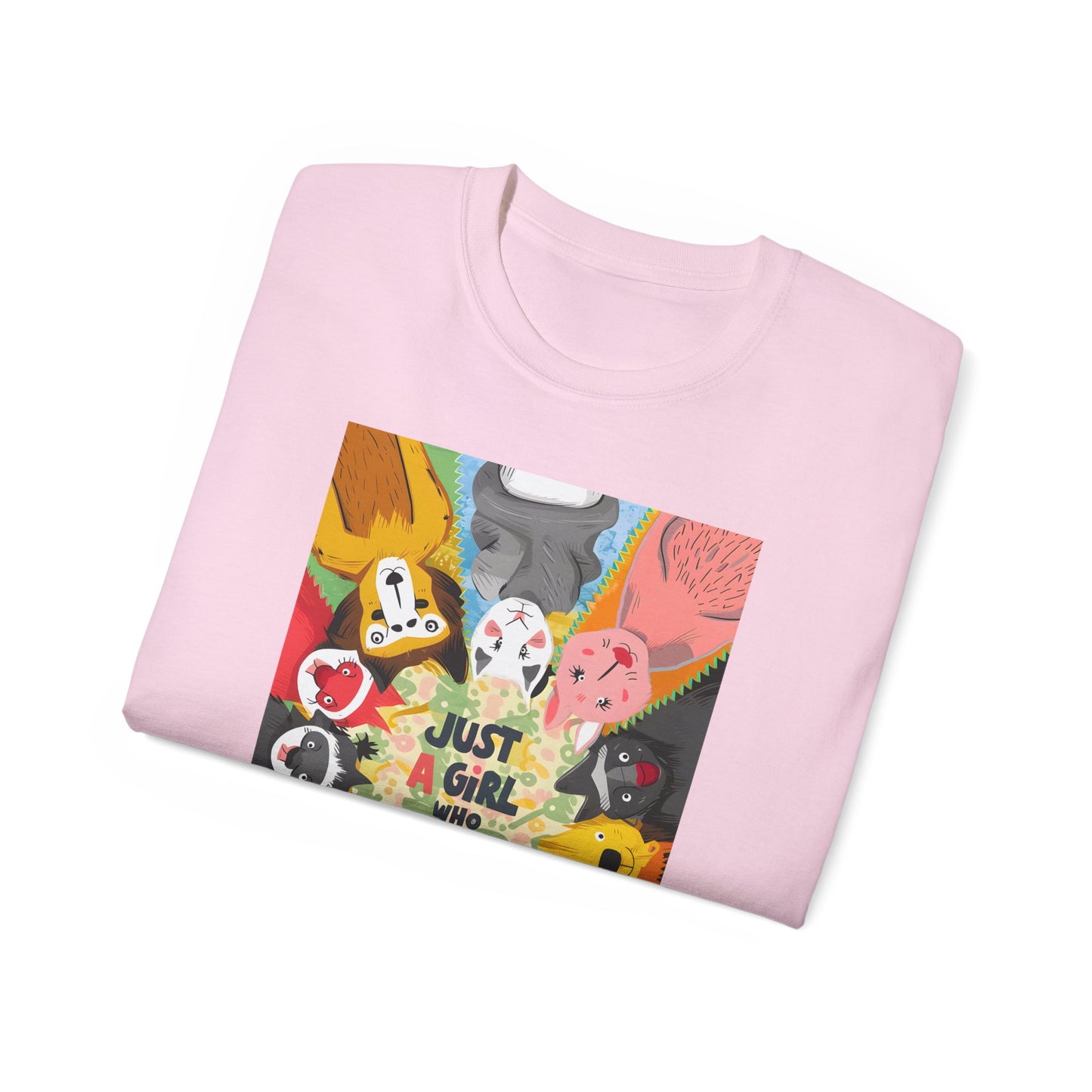 Cute Cartoon Just a Girl Who Loves Animals Unisex Organic T-Shirt