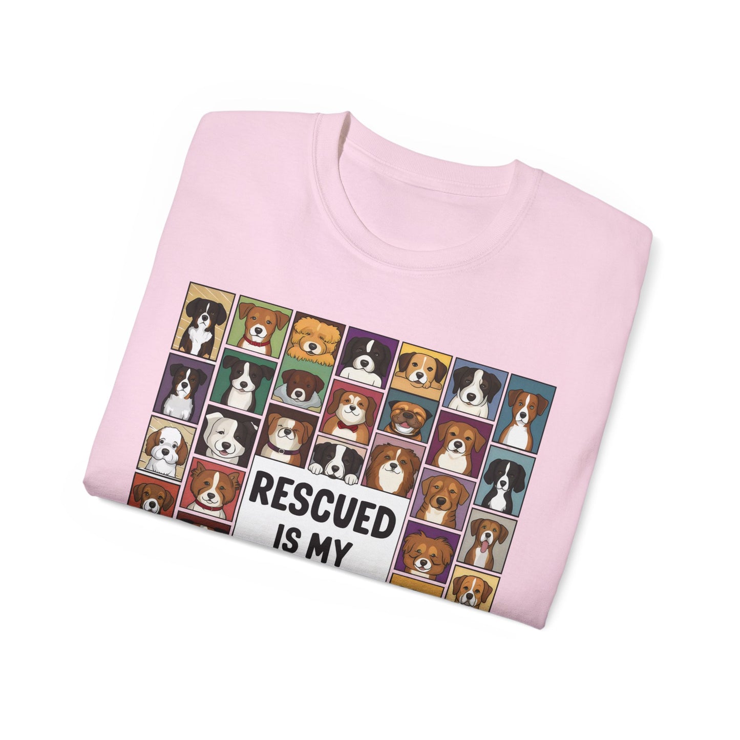 Cute Dog Cartoon Rescued is My Favorite Breed Unisex Organic T-Shirt