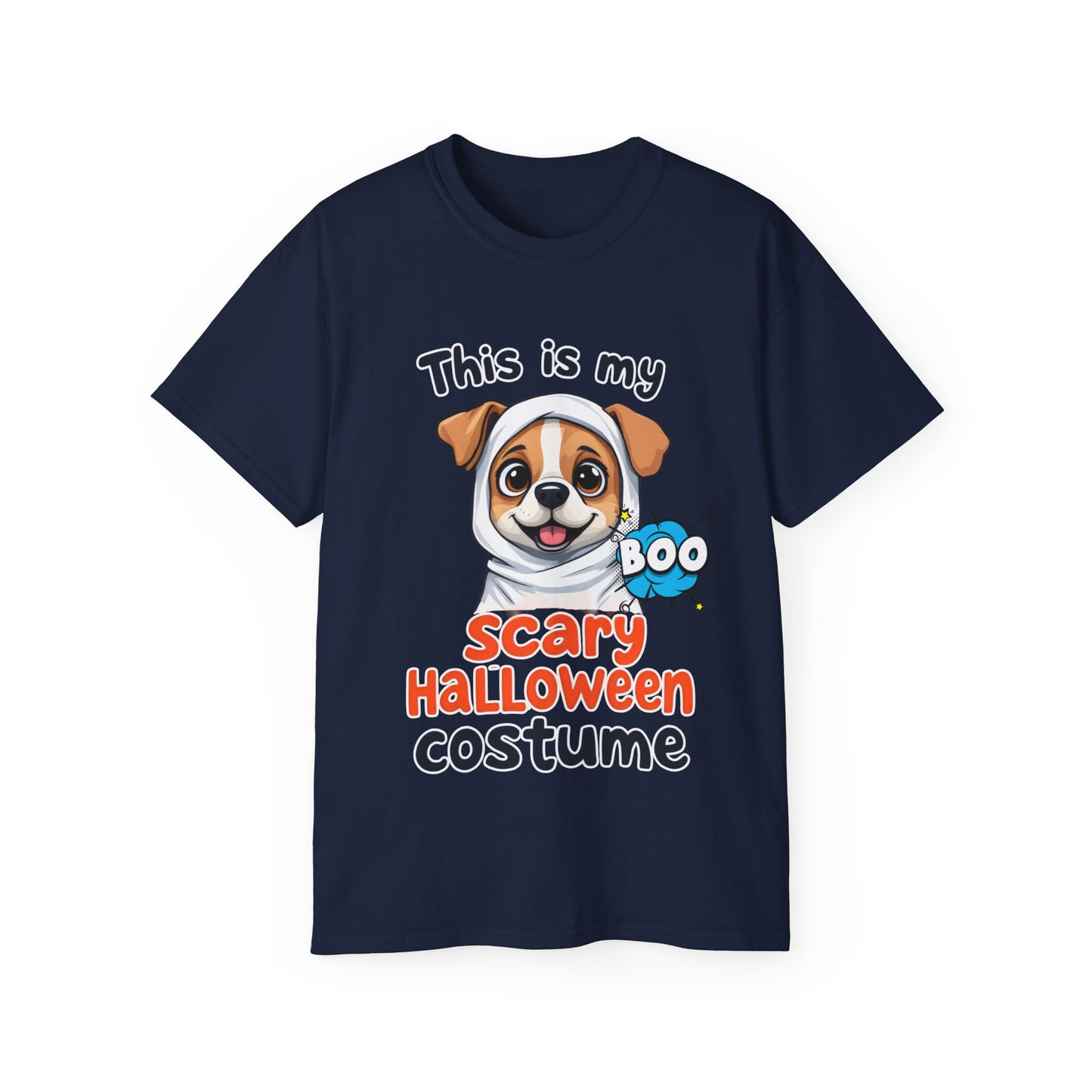 Cute Funny Dog Cartoon This is My Scary Halloween Costume Unisex Organic T-Shirt