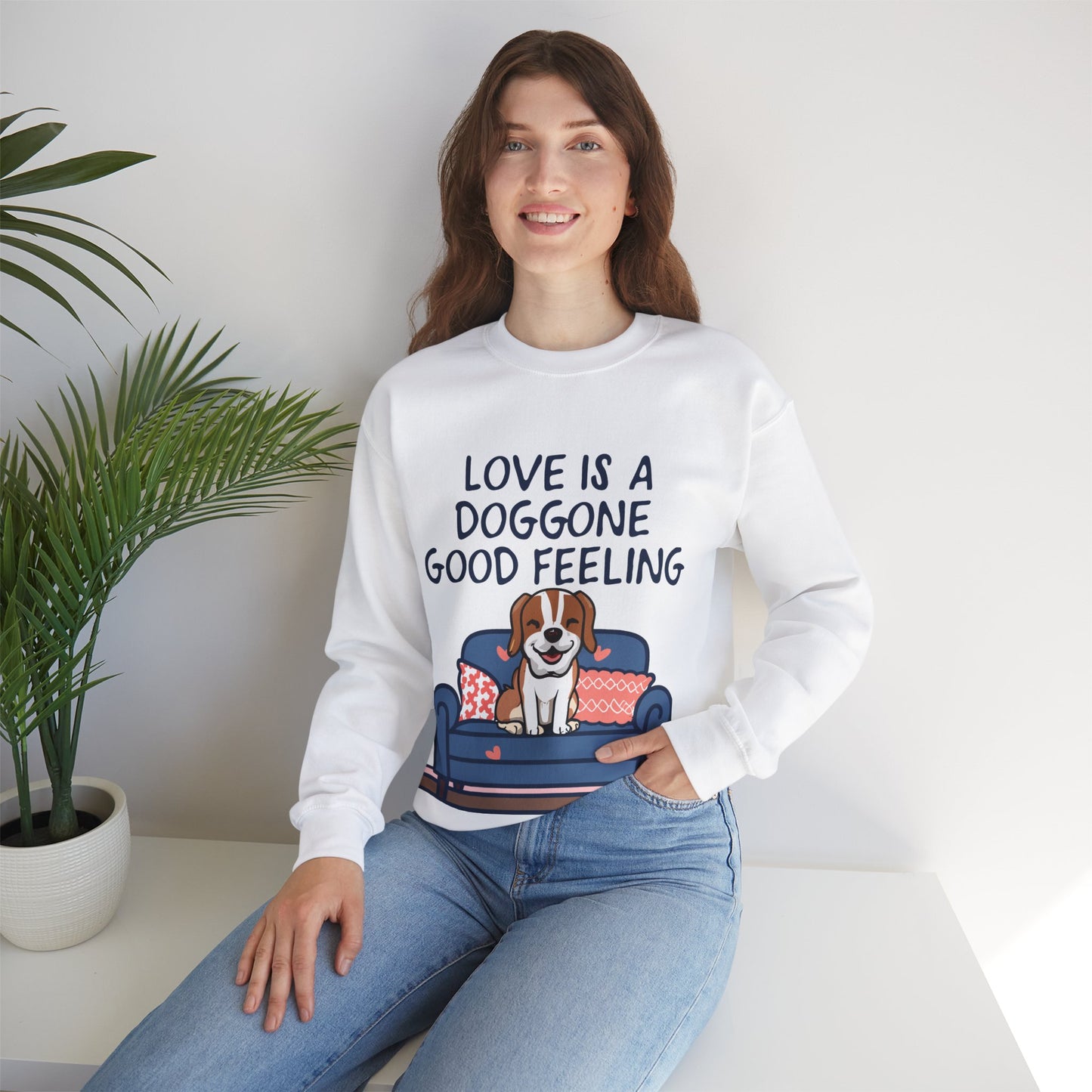 Cute Dog Cartoon Valentine's Day Meme Crewneck Sweatshirt