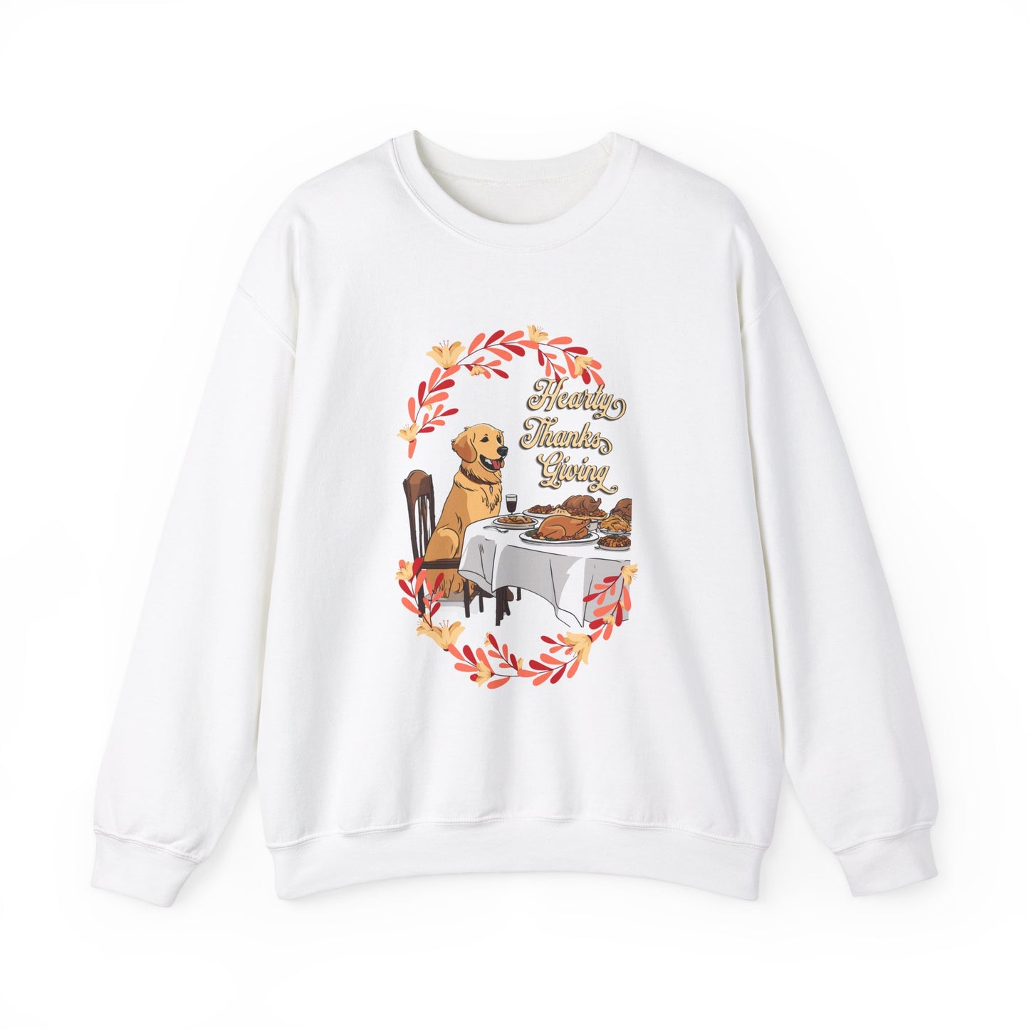 Golden Retriever Hearty Thanksgiving Unisex Crewneck Sweatshirt