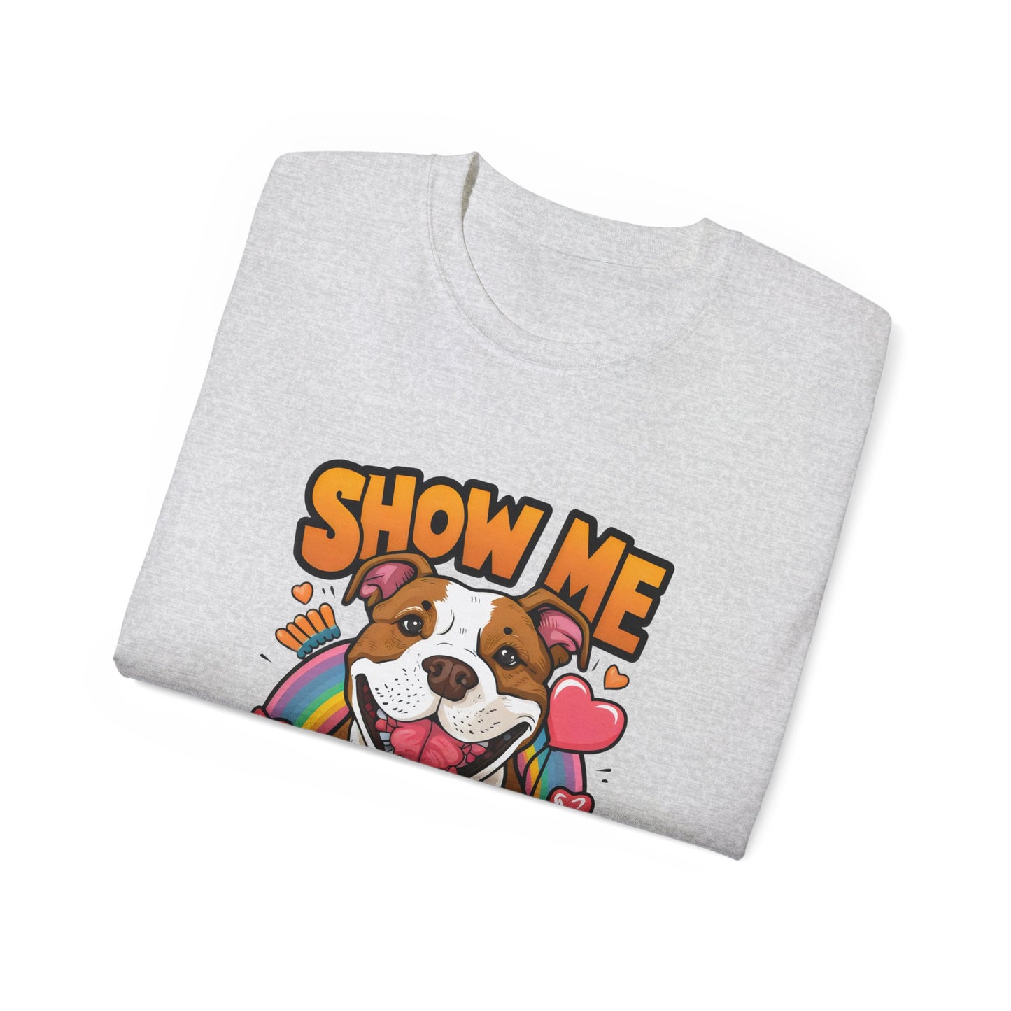 Cute Funny Dog Cartoon Show Me Your Pitties Meme Unisex Organic T-Shirt