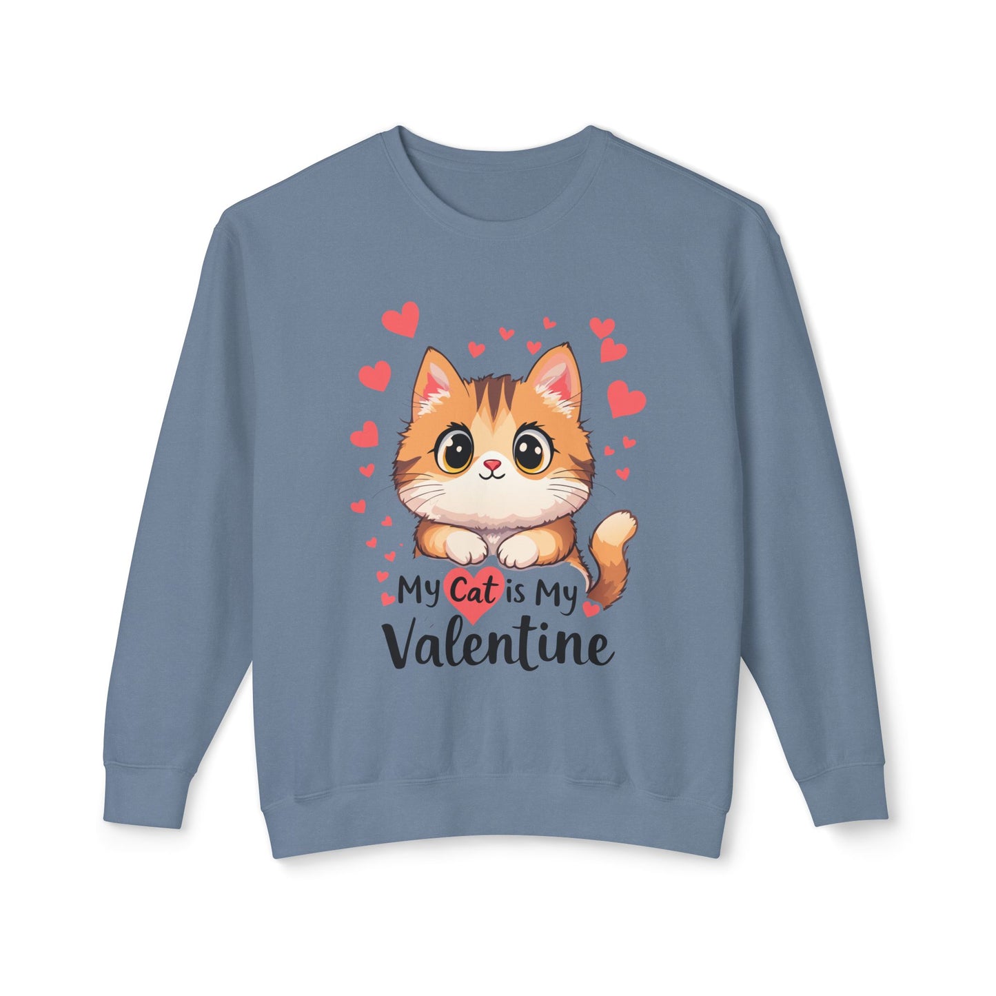 Cartoon Cat Valentine Crewneck Sweatshirt