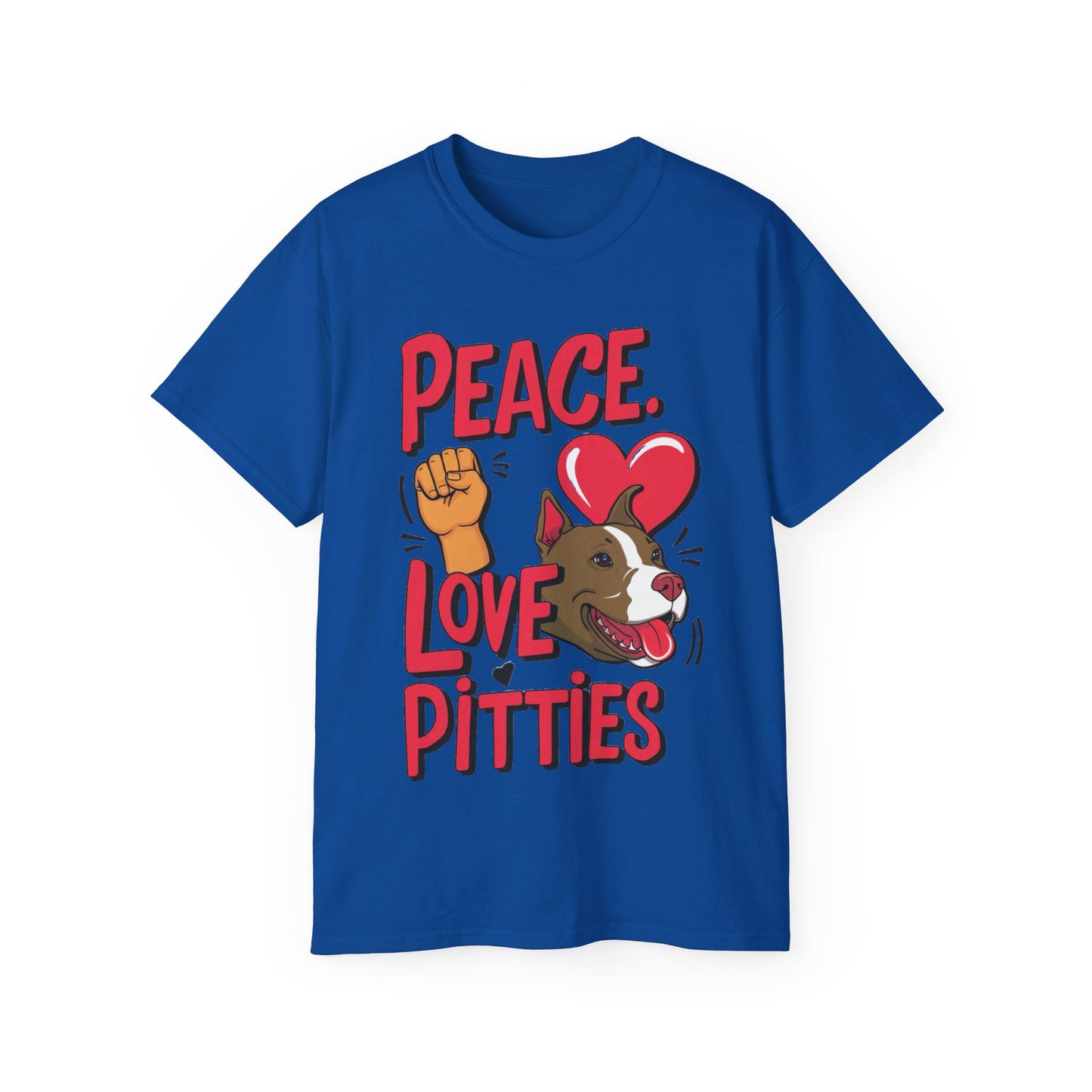 Cute Dog Cartoon Peace Love Pitties Unisex Organic T-Shirt